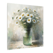White Daisies in Jar Watercolor Canvas