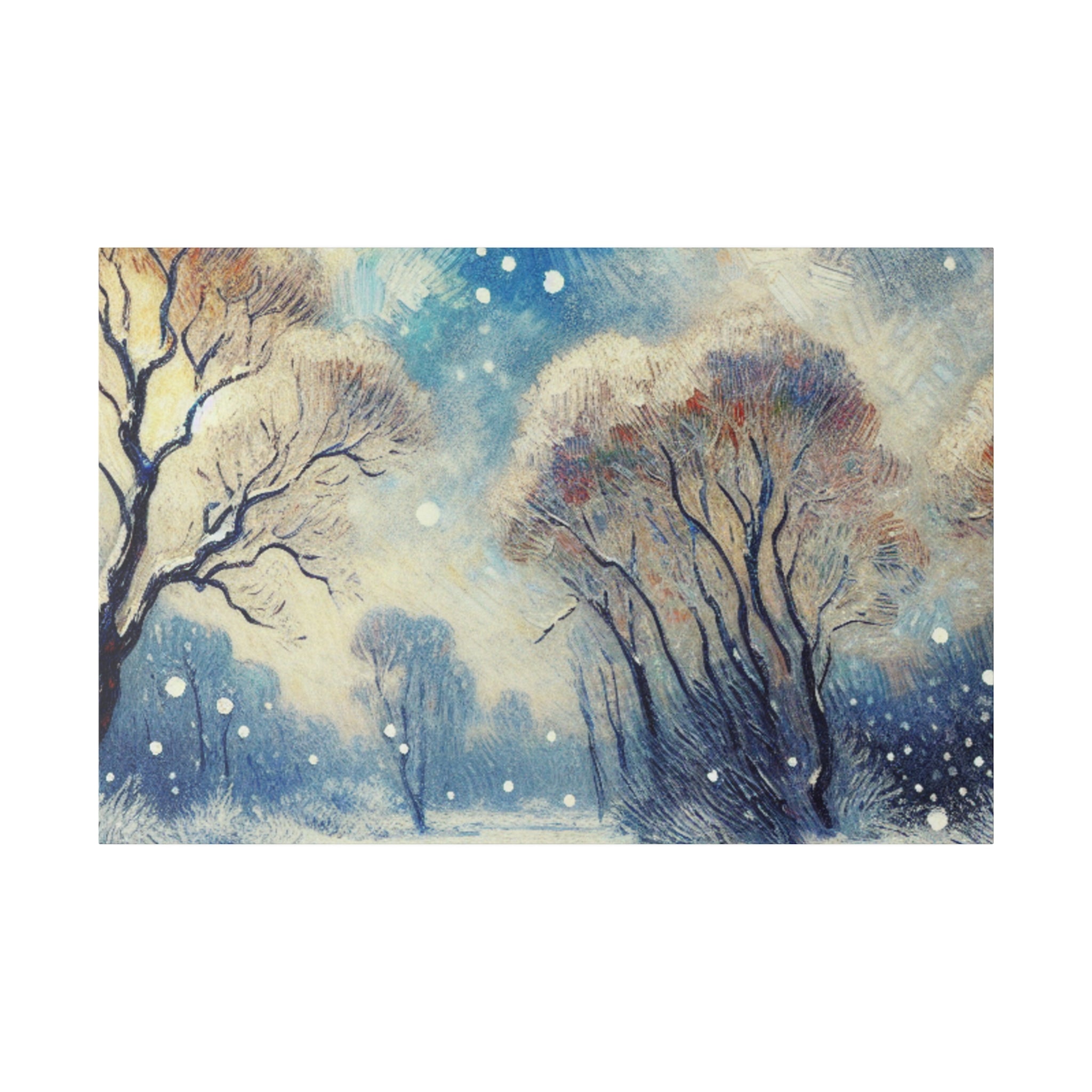 Snowscape Painting | Winter Sky Scene | Winter Wall Art Canvas