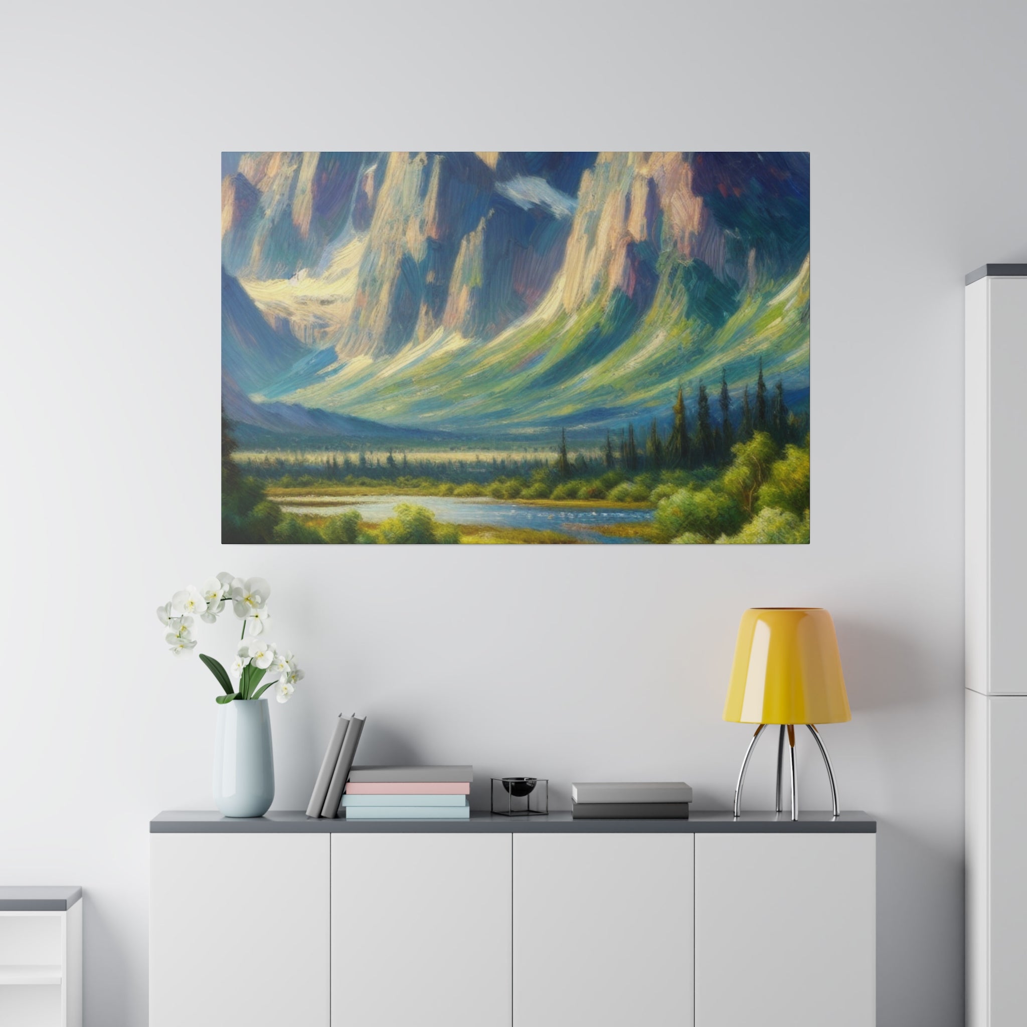 Impressionist Summit Dawn Mountain Landscape Painting Canvas