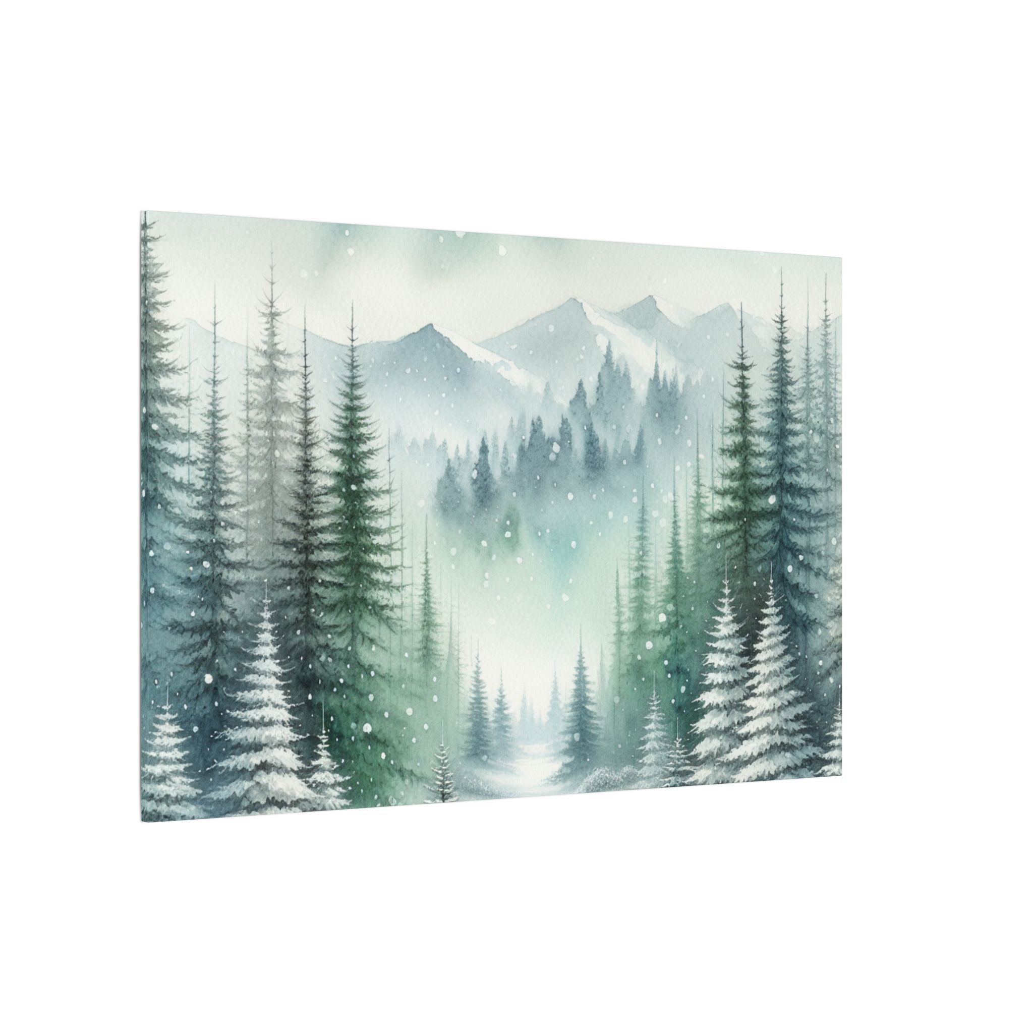 Winter Pines and Mountain Valley Canvas
