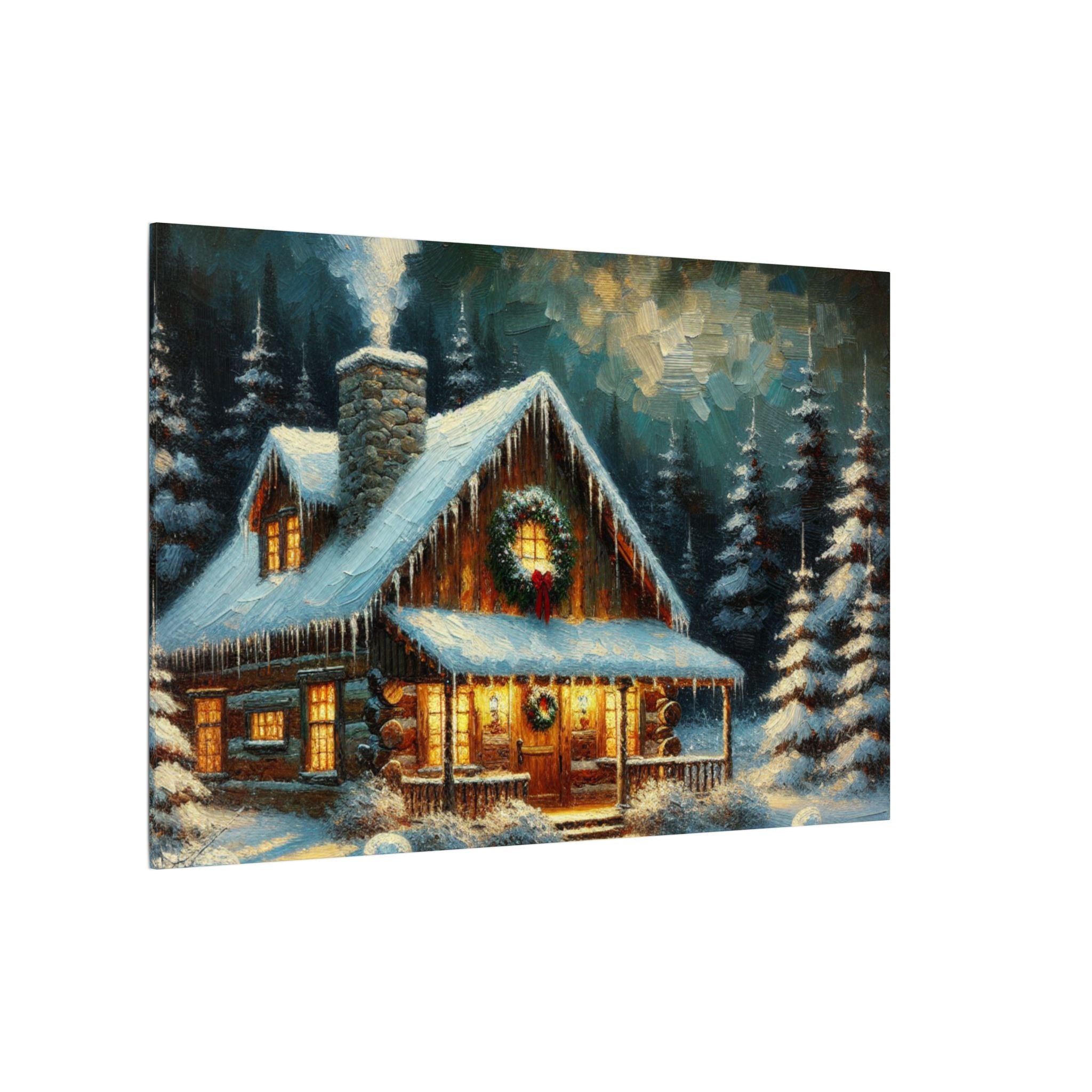 Rustic Christmas Cabin Canvas