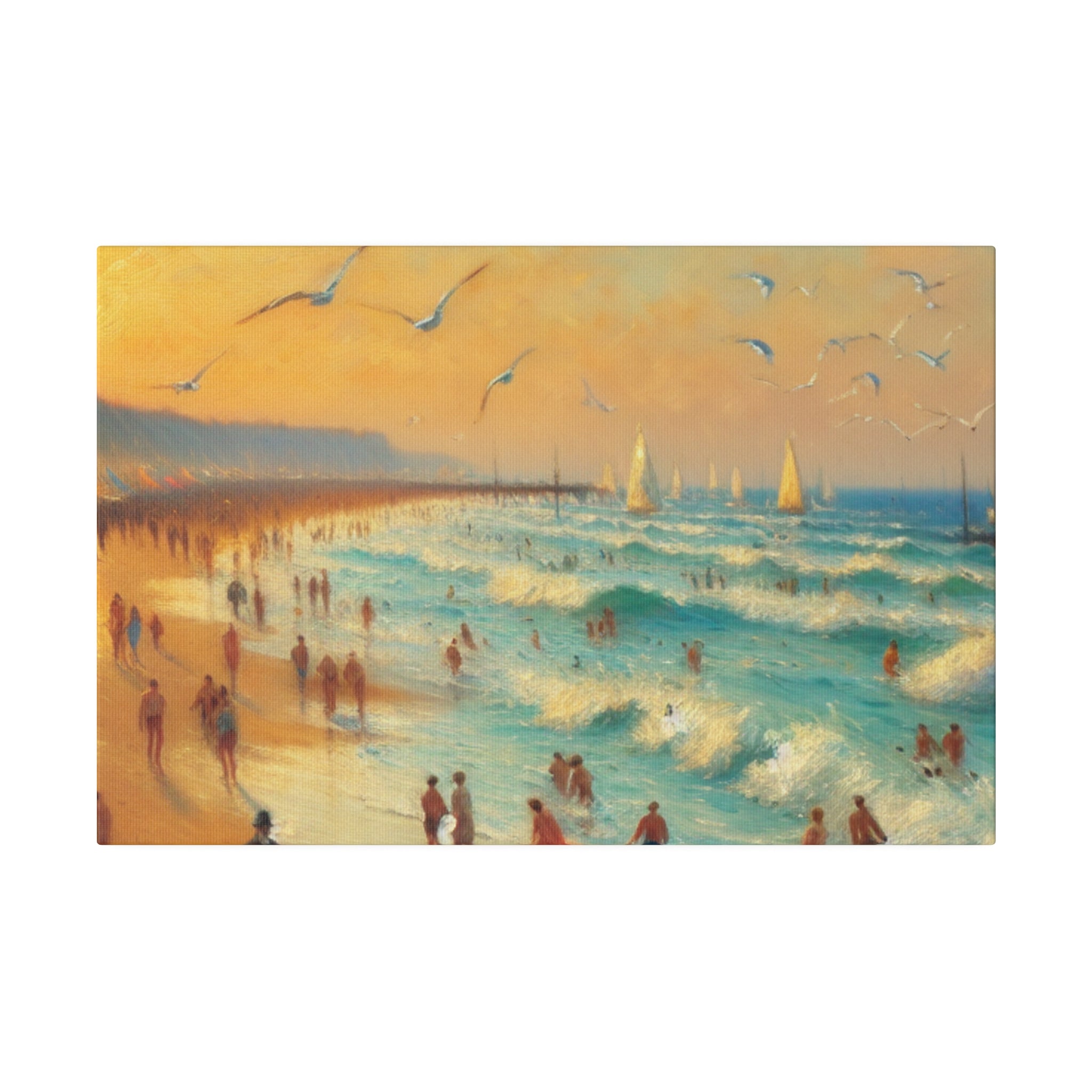 Sunset Serenity Vintage Impressionist Beach Painting Canvas