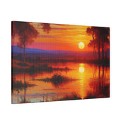 Marsh Mirage Nature Sunset Painting Canvas