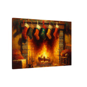 Rustic Christmas Fireplace Canvas