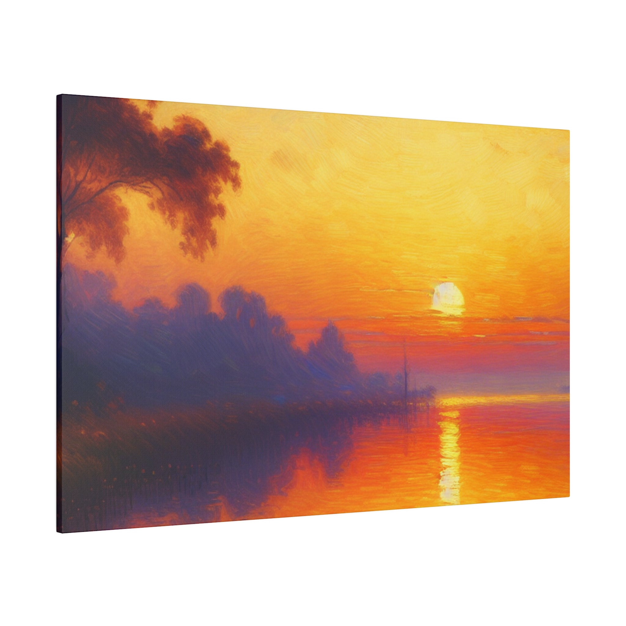 Sunrise Canvas Painting | Sunrise Over Water | Scenic Wall Art