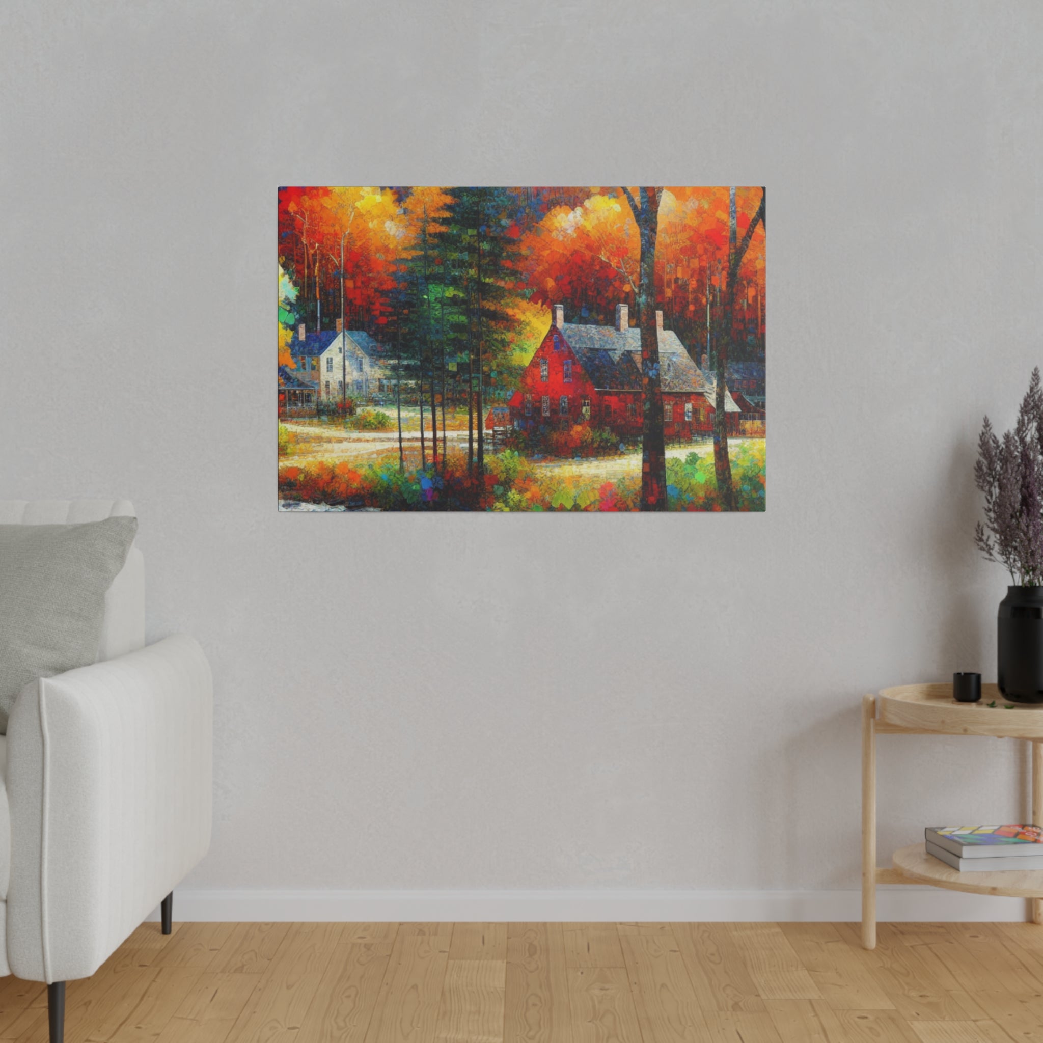 Autumnal Harmony Blaze Fall Painting Canvas