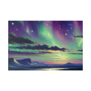 Northern Lights Painting | Aurora Ice Caps Scene | Winter Artwork Canvas