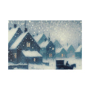 Snowy Village Snowscape Expressionist Artwork Winter Painting Canvas