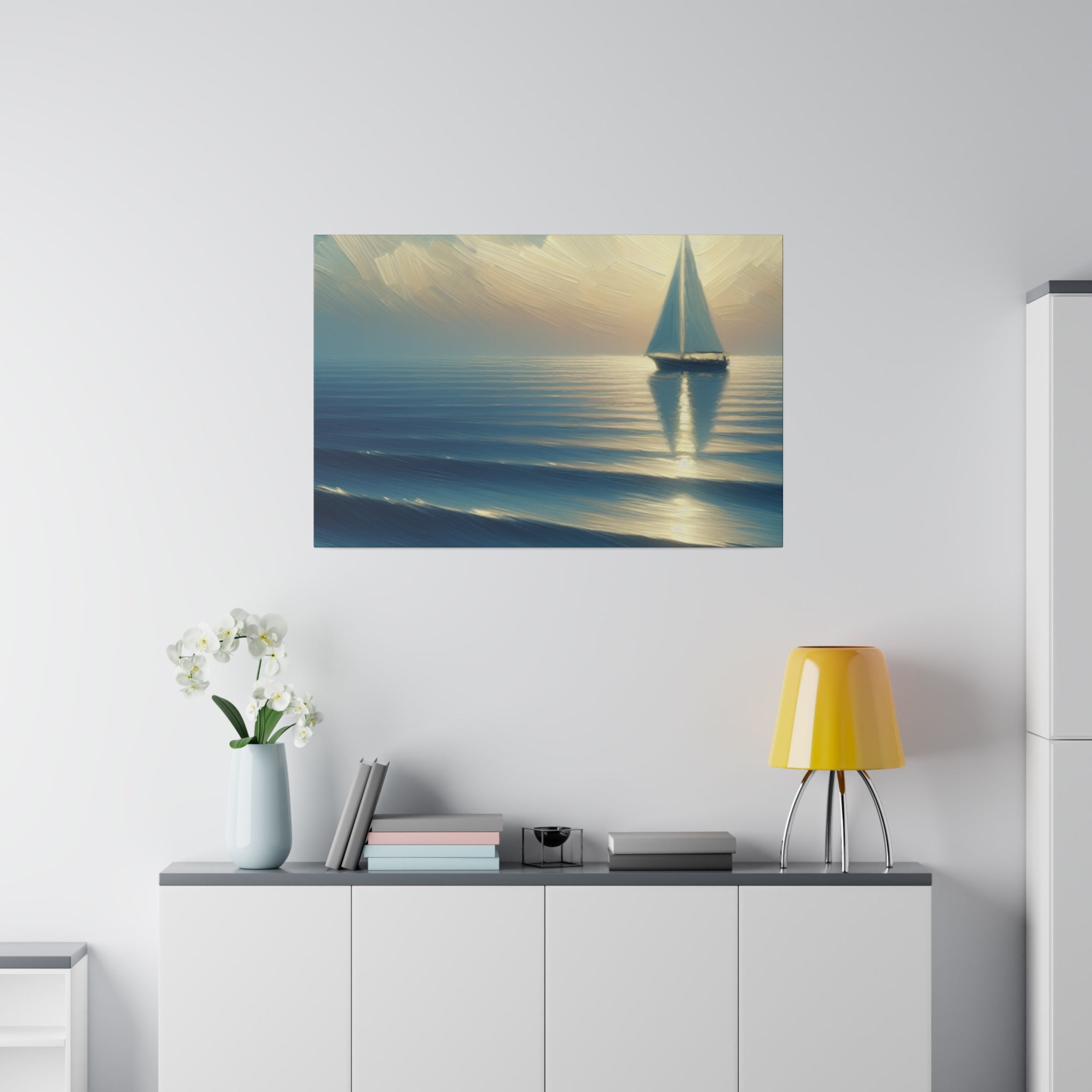 Serenity Voyage Sailboat Painting Canvas