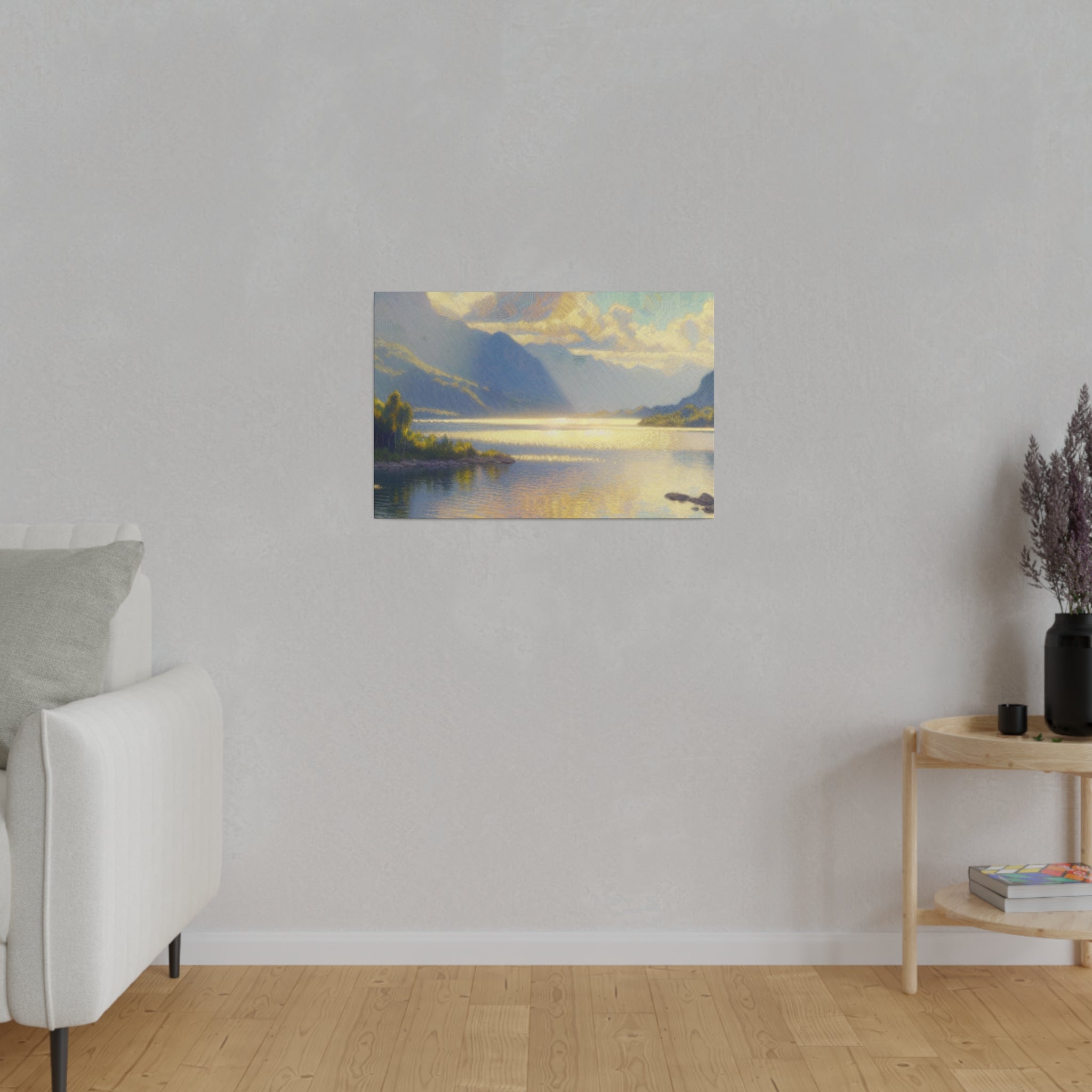 Serene Lake Mirage Lake Painting Canvas