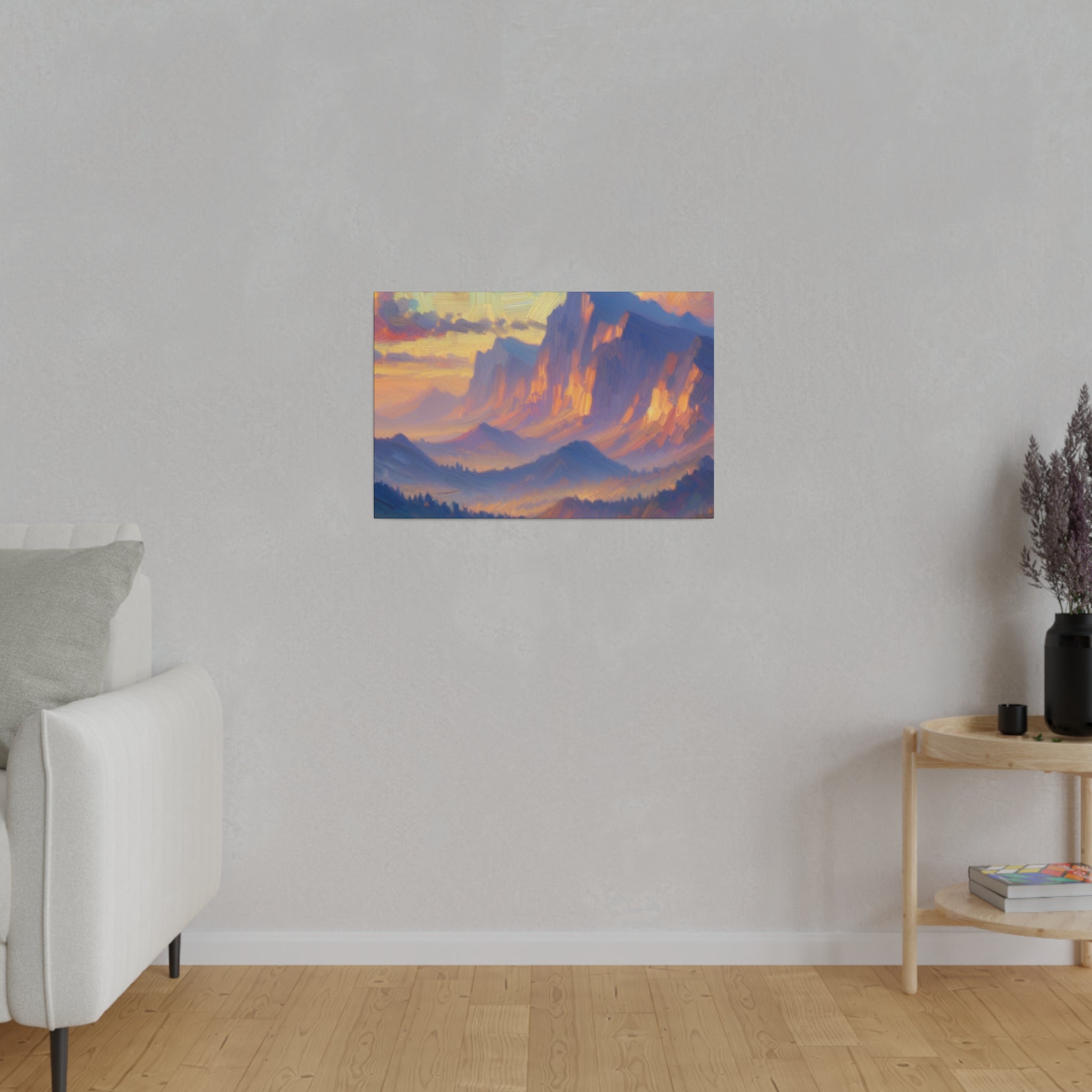 Impressionist Summit Serenity Mountain Landscape Painting Canvas