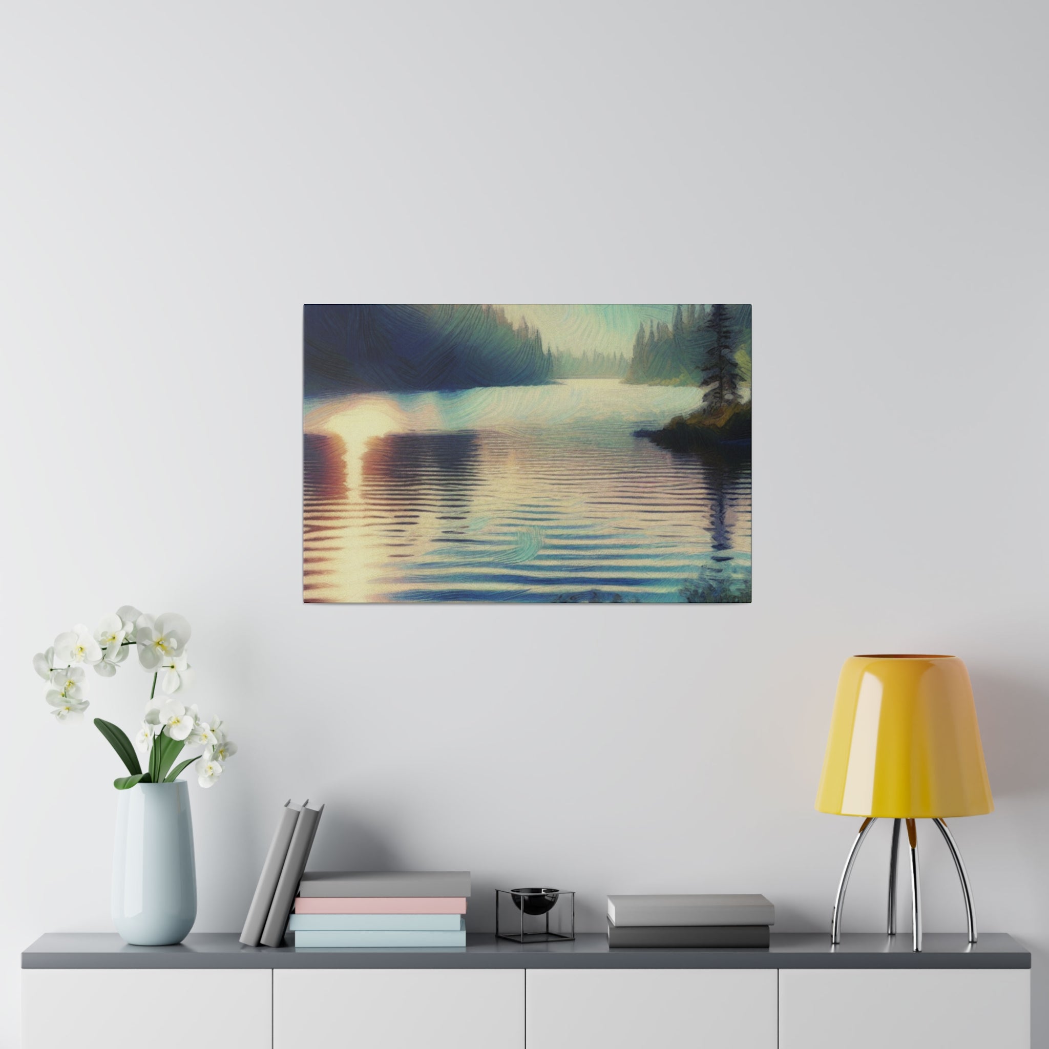 Serene Lake Whispers Lake Painting Canvas