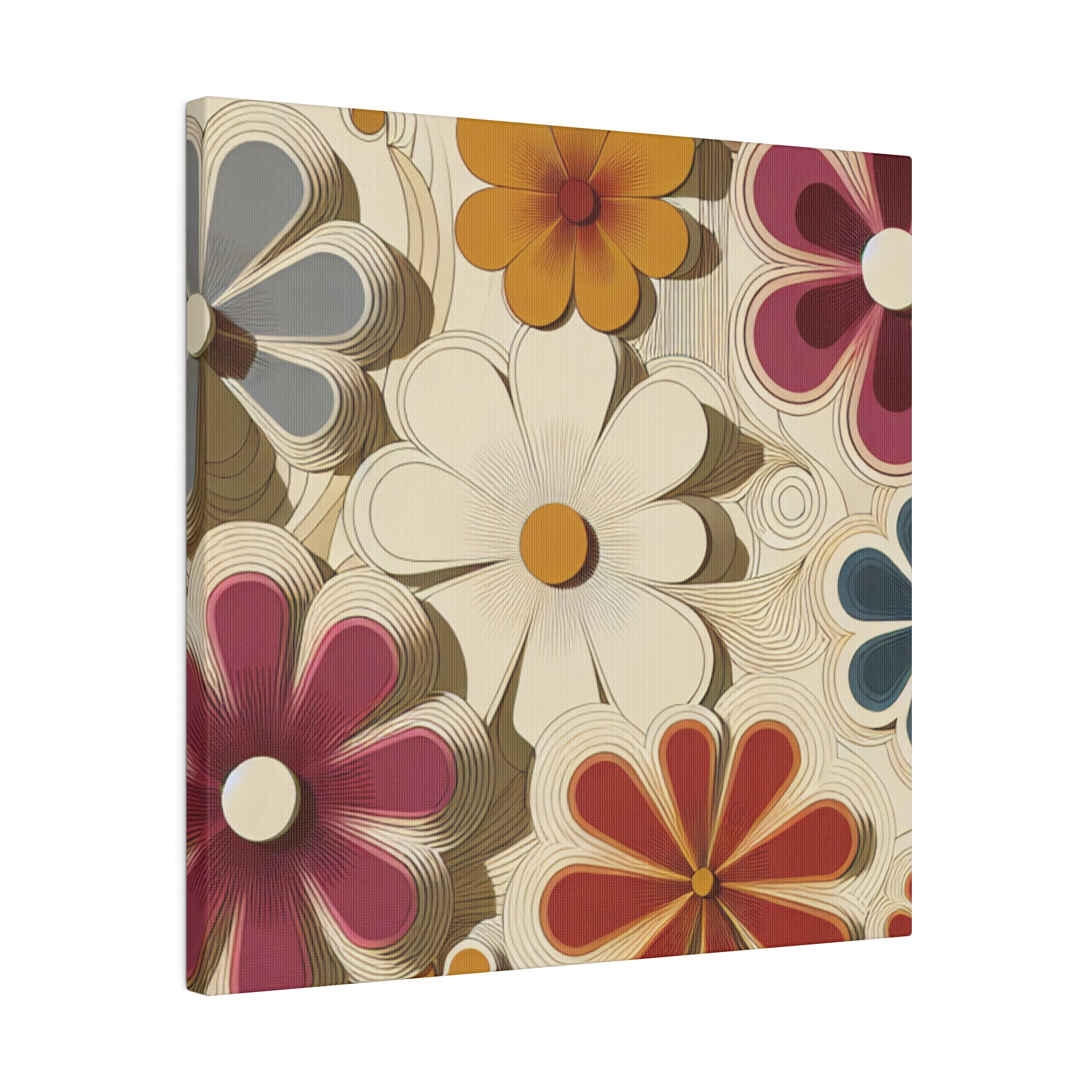 Blooming Rhapsody Floral Wall Art 70s Artwork Canvas