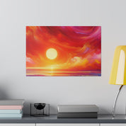 Aurora's Scarlet Veil Sunset Painting Canvas