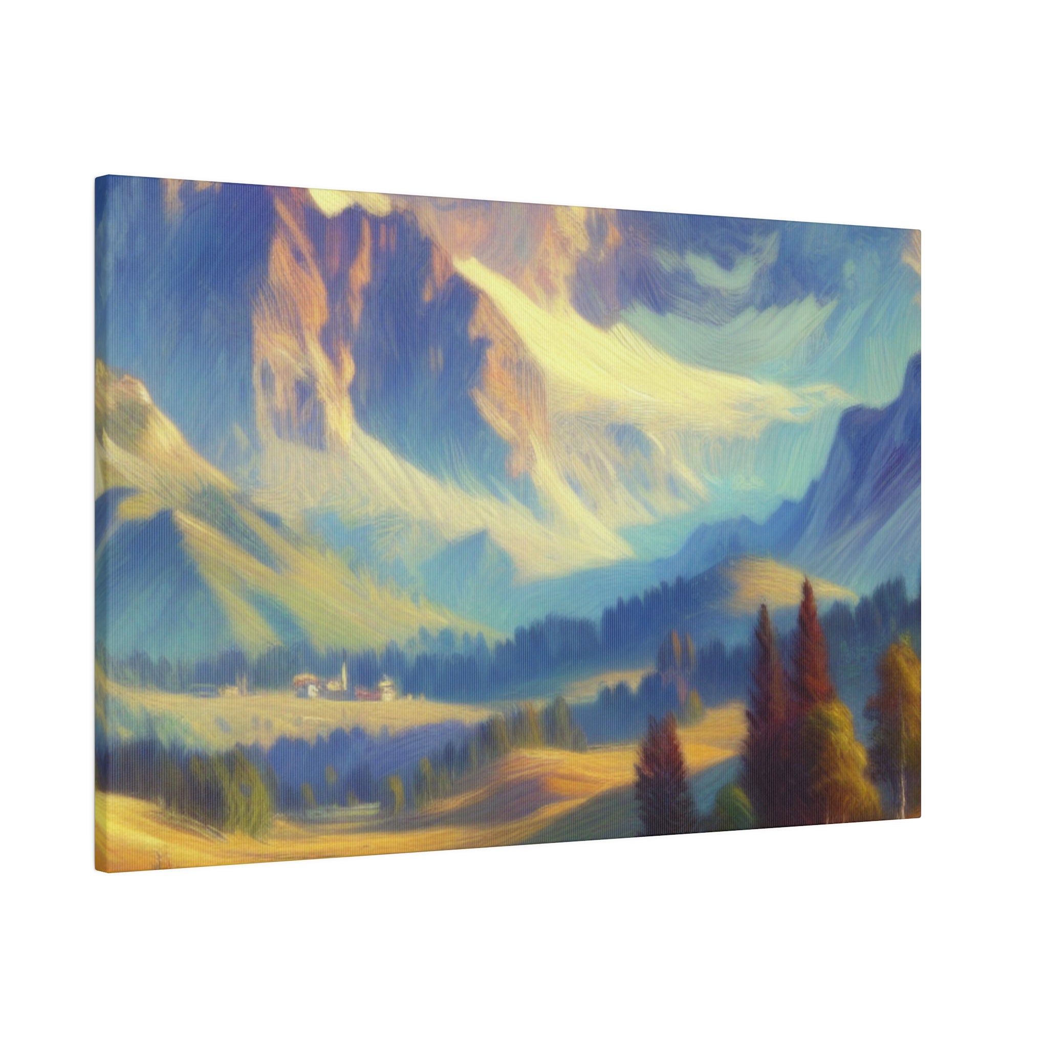 Impressionist Echoes of Majestic Peaks Mountain Landscape Painting Canvas