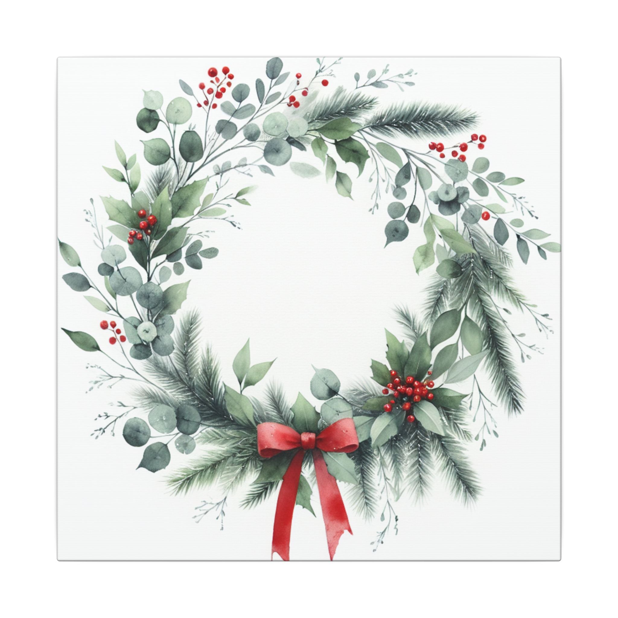 Watercolor Christmas Wreath Canvas
