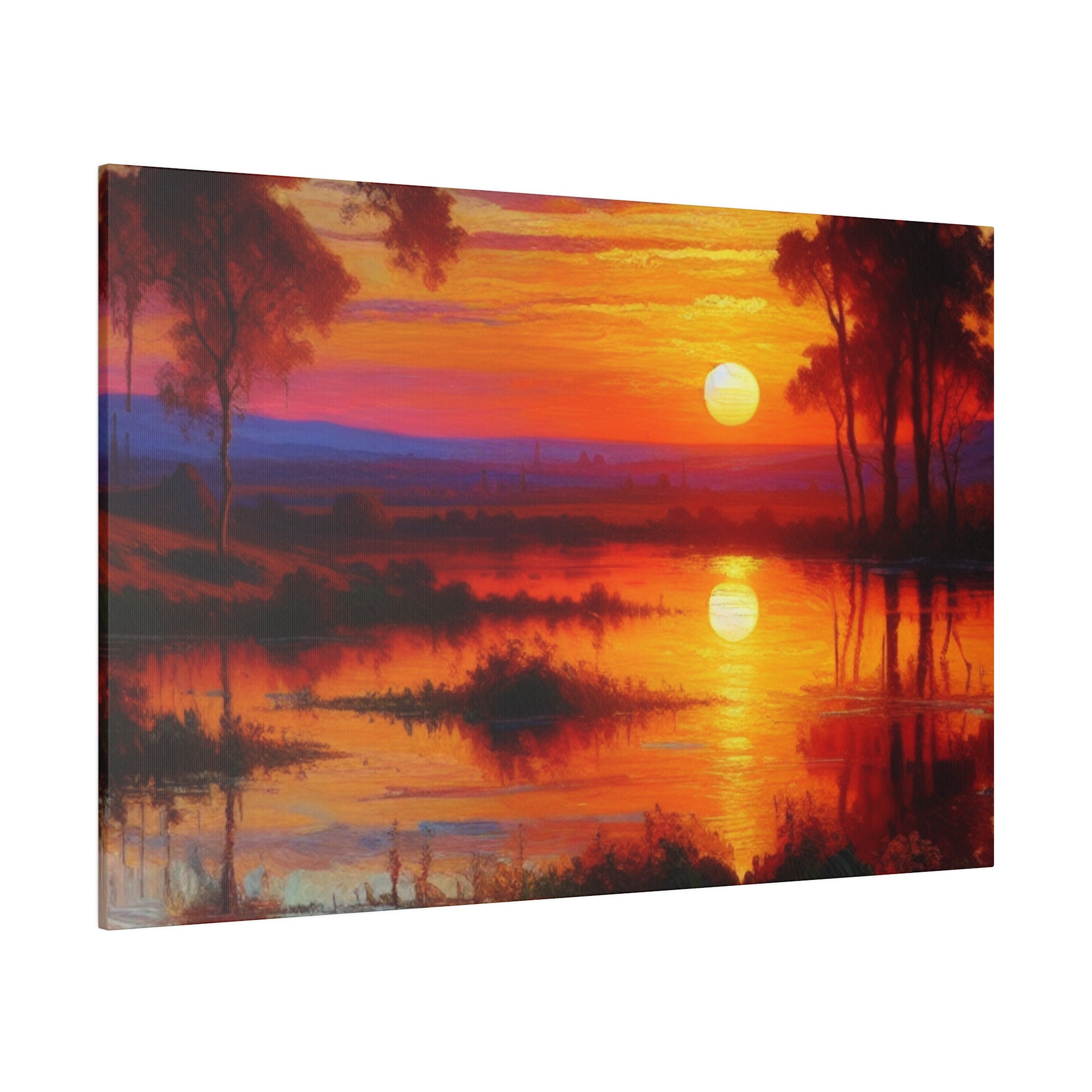 Marsh Mirage Nature Sunset Painting Canvas