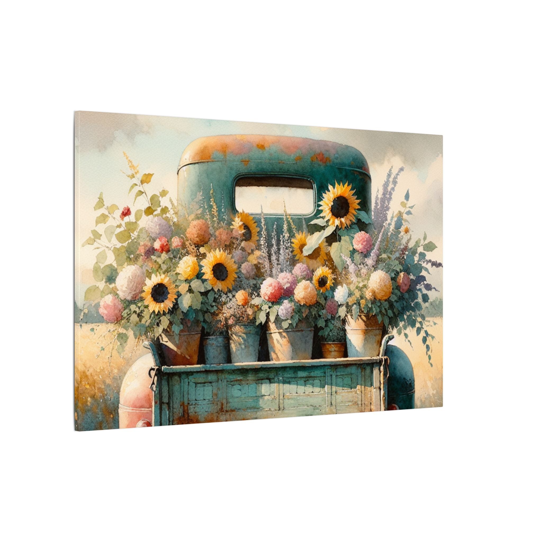 Flower-Filled Farm Truck Canvas