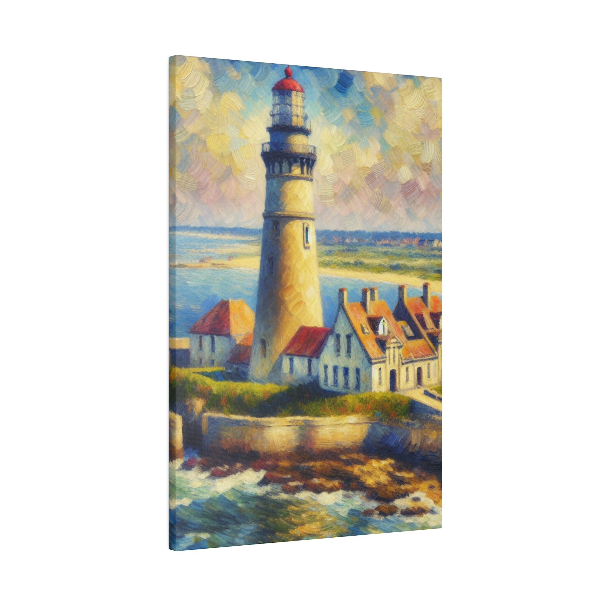 Luminous Beacon Coastal Wall Art Lighthouse Painting Canvas