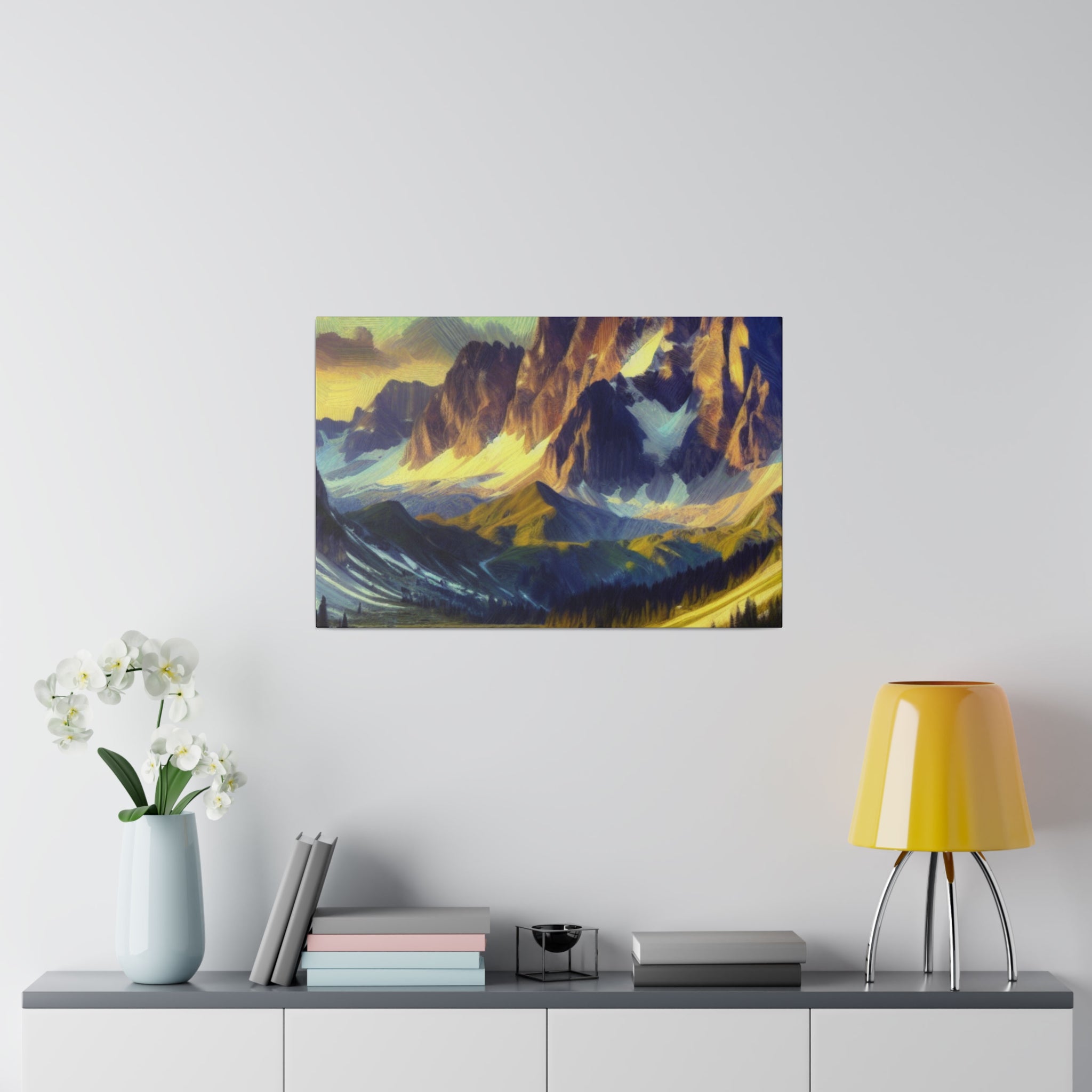 Mountain Whispers at Dusk Mountain Landscape Painting Canvas