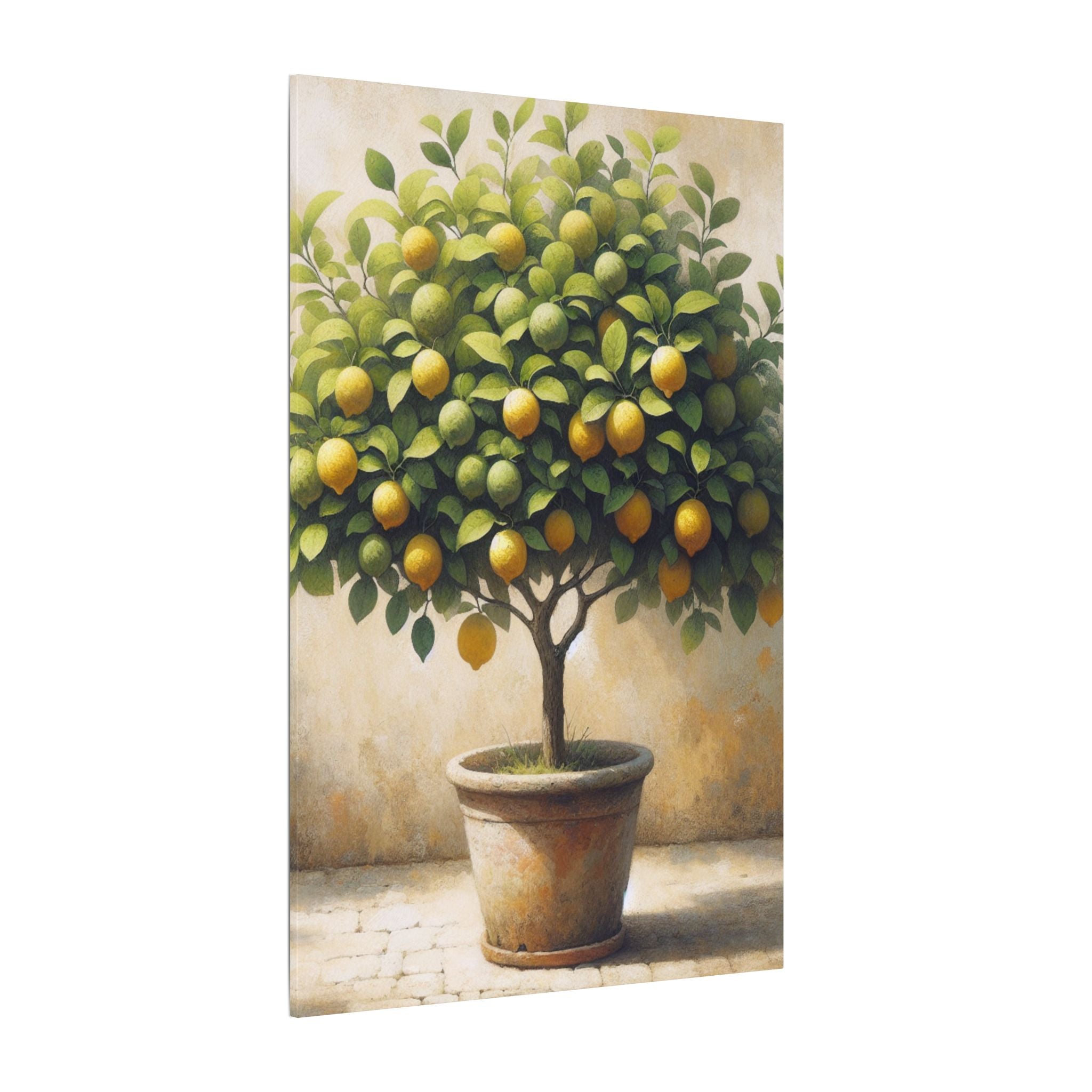 Potted Lemon Tree Rustic Canvas