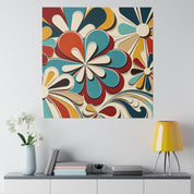 Groovy Blossom Reverie Floral Wall Art 70s Artwork Canvas