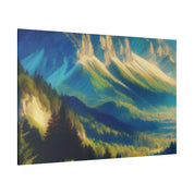 Majesty of Alpine Valley Mountain Landscape Painting Canvas