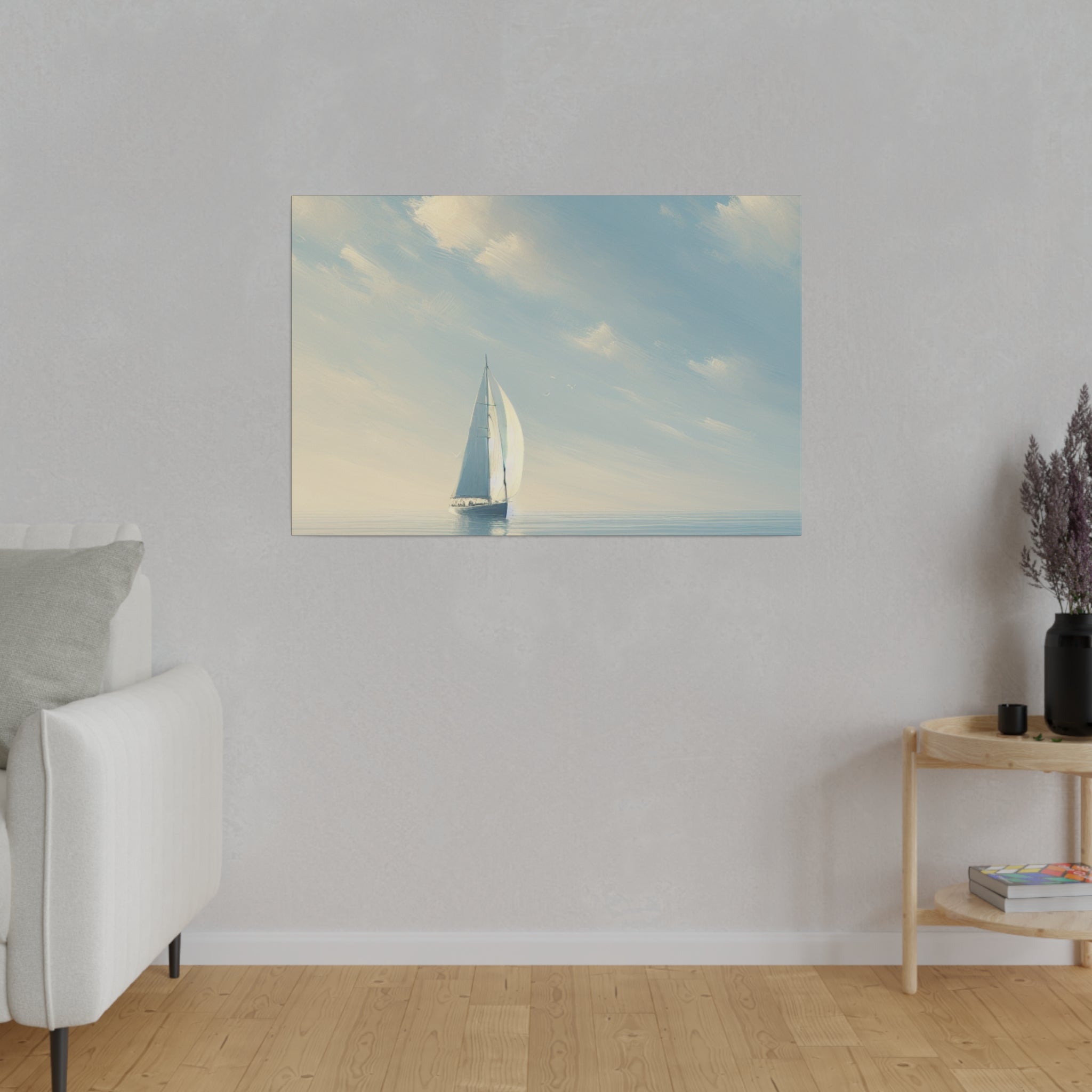 Serene Voyage Sailboat Painting Canvas