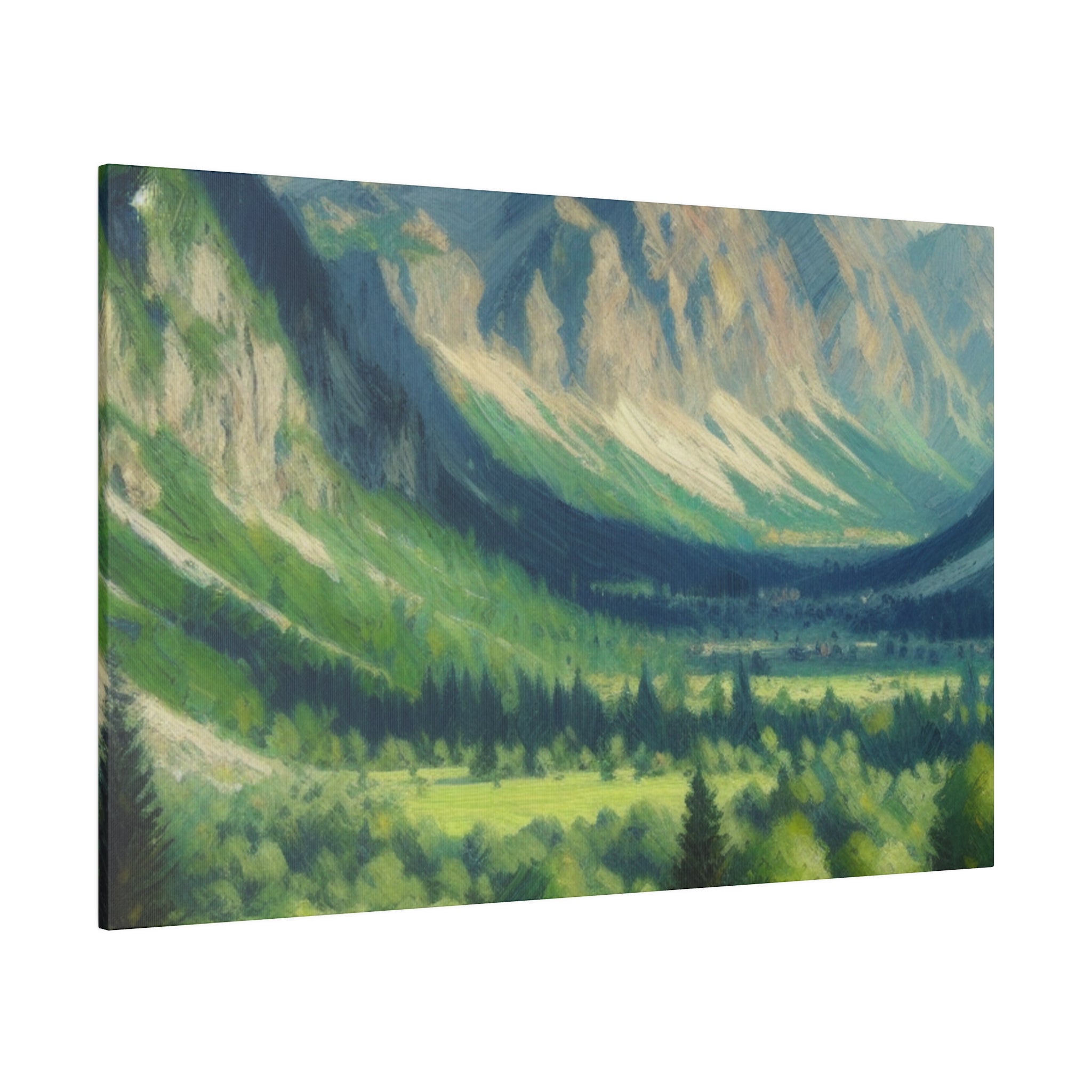 Whispering Peaks Vista Mountain Landscape Painting Canvas