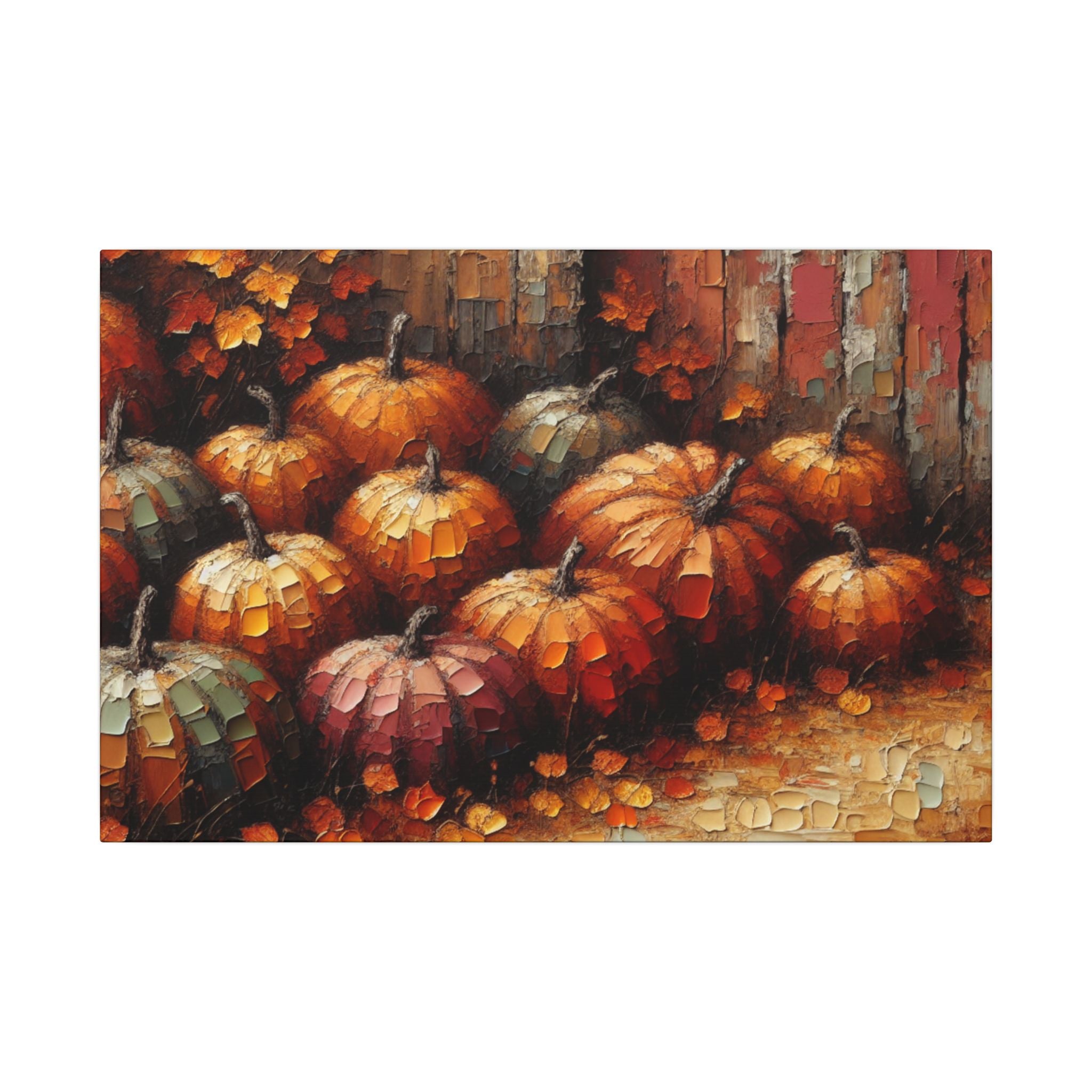 Pumpkins by the Red Barn Canvas
