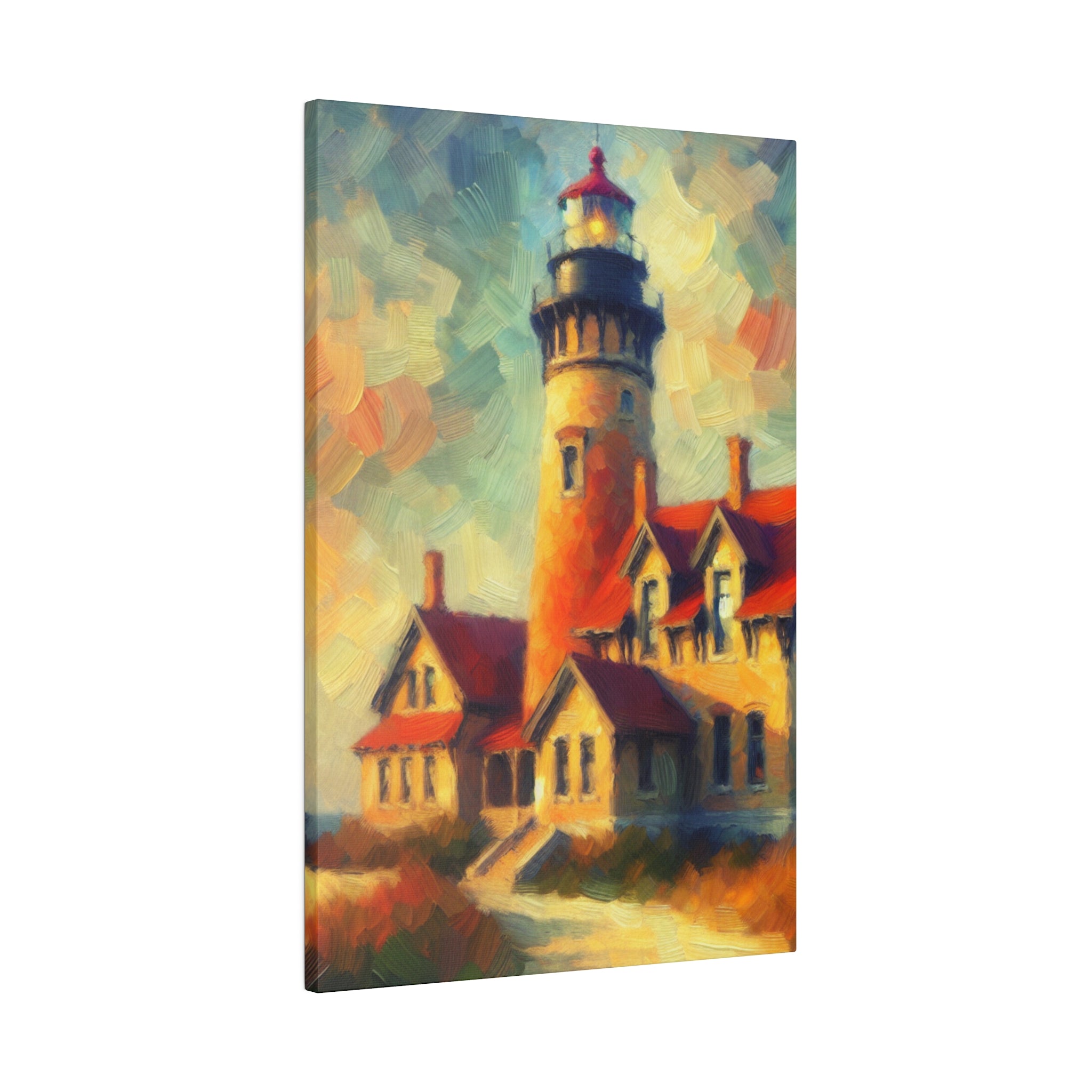 Luminous Beacon Of Light Coastal Wall Art Lighthouse Painting Canvas