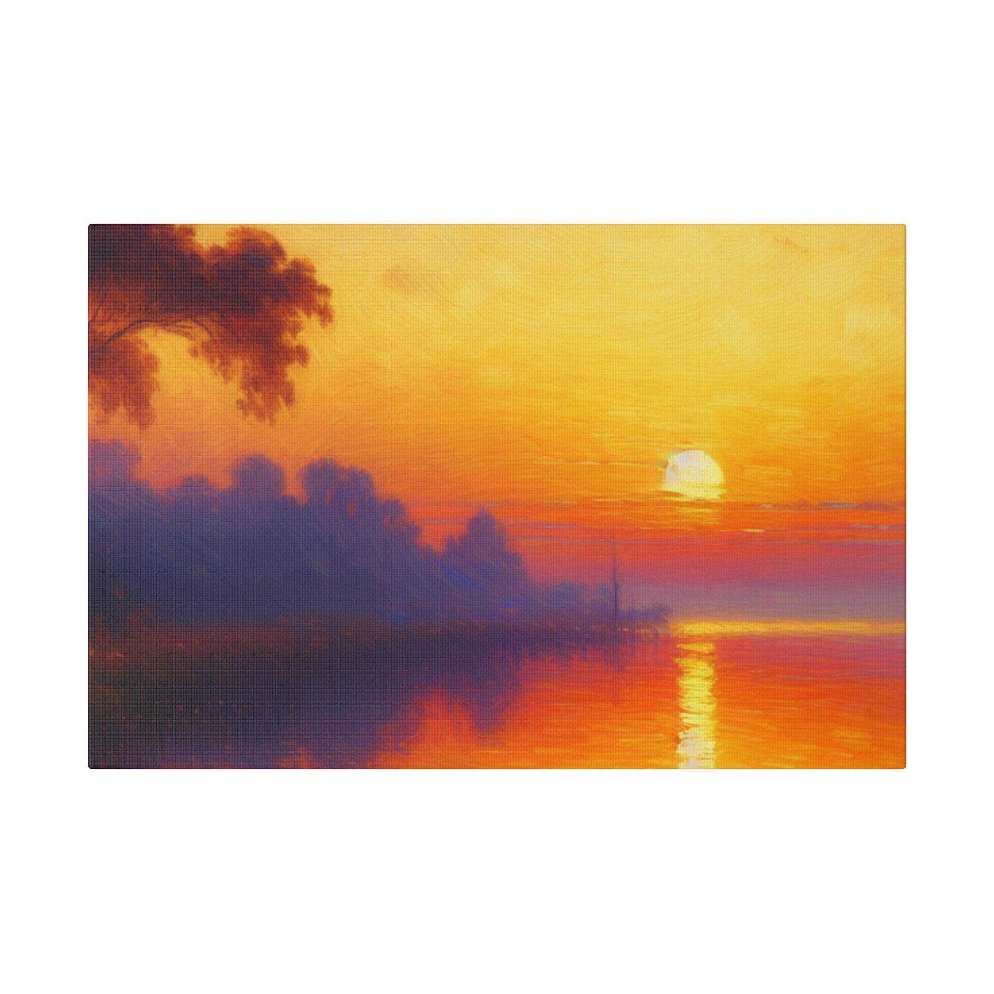 Sunrise Canvas Painting | Sunrise Over Water | Scenic Wall Art