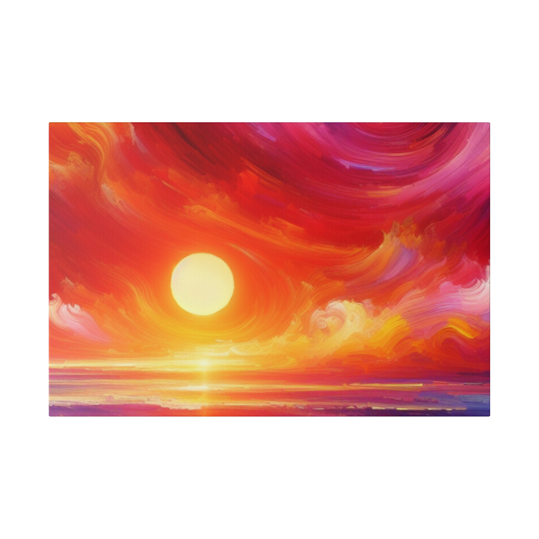 Aurora's Scarlet Veil Sunset Painting Canvas