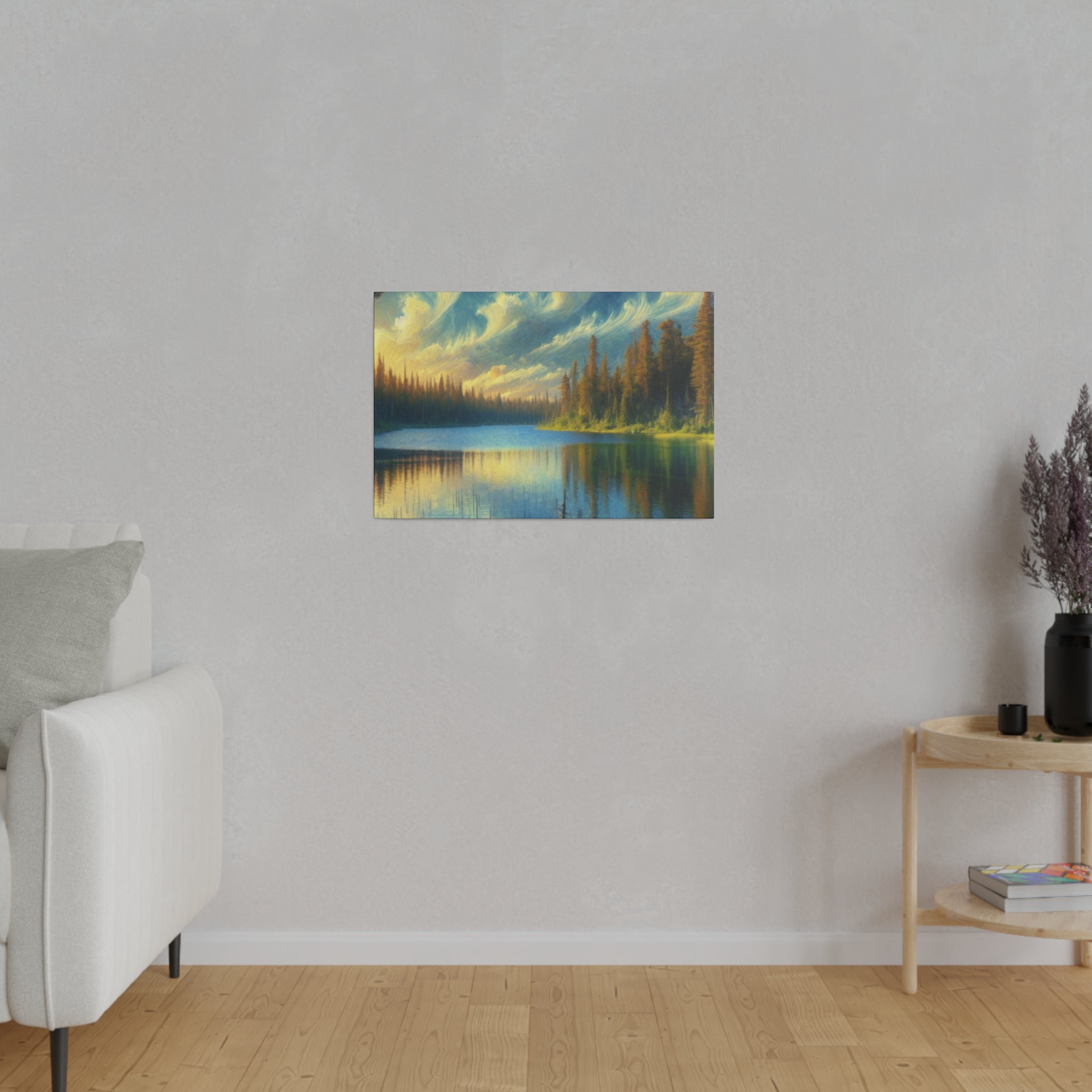 Lake In Solitude Lake Painting Canvas