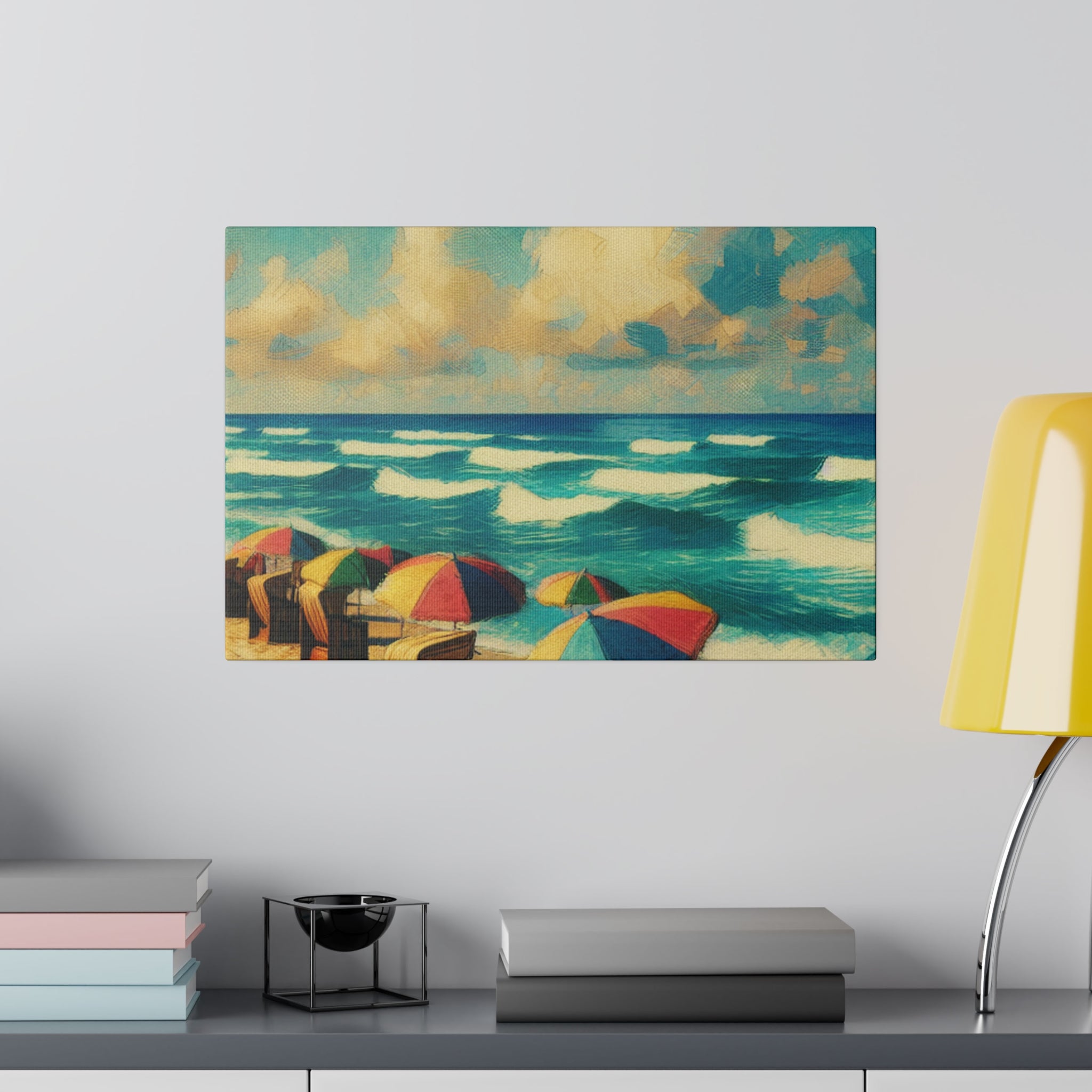 Nostalgic Shores Coastal Decor Beach Painting Canvas