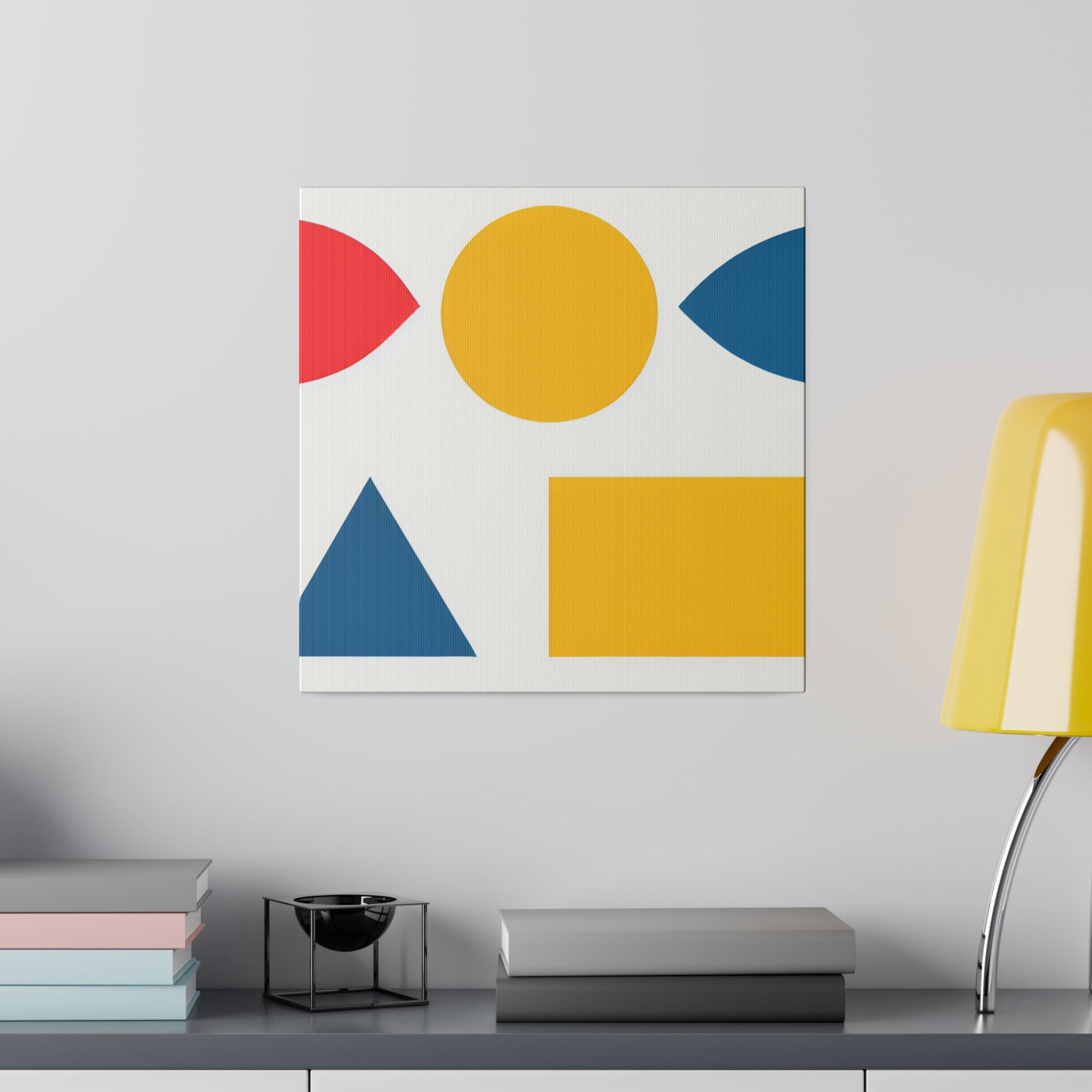 Yellow Red Blue Geometric Colorful Abstract Art Canvas