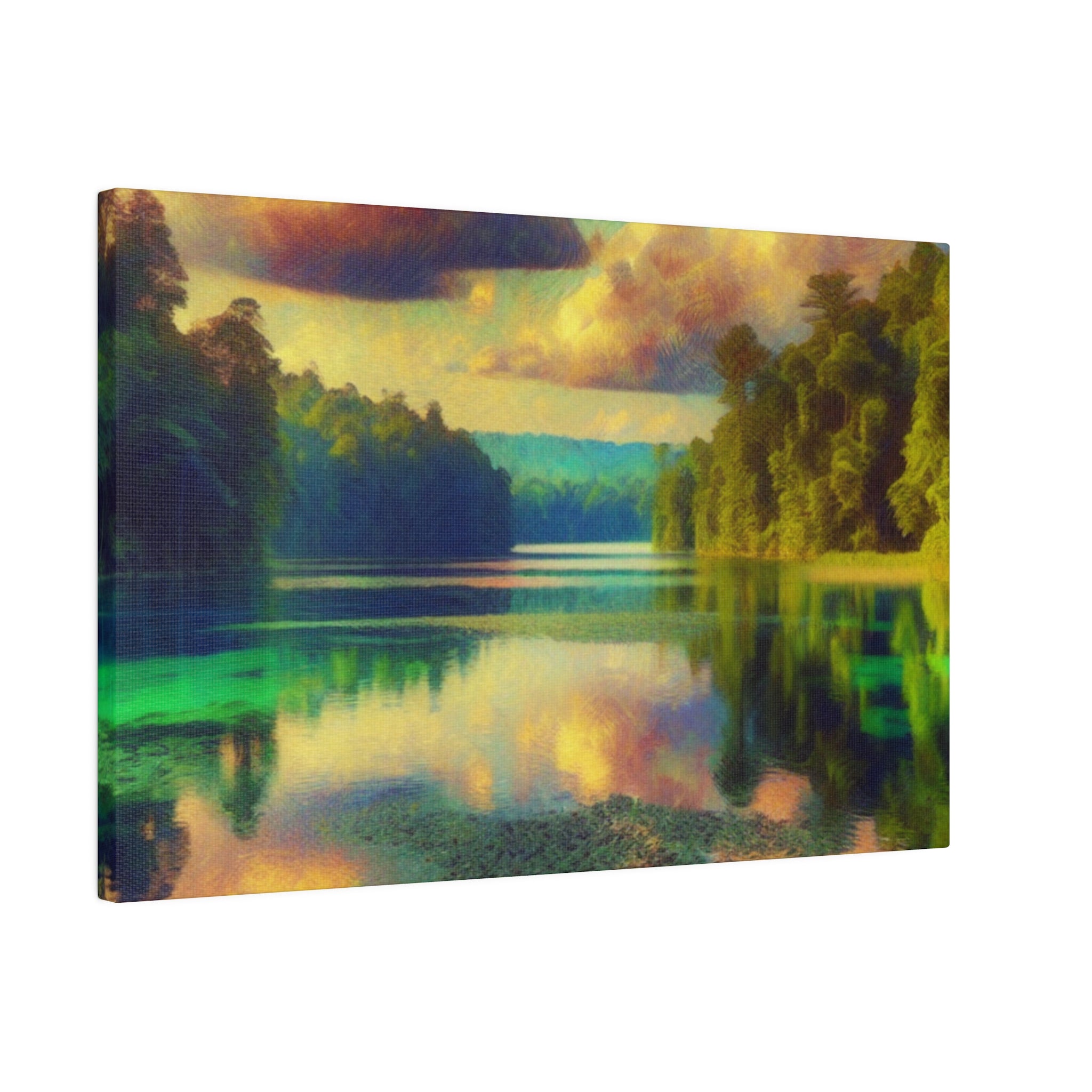 Serene Lakeside Reverie Lake Painting Canvas