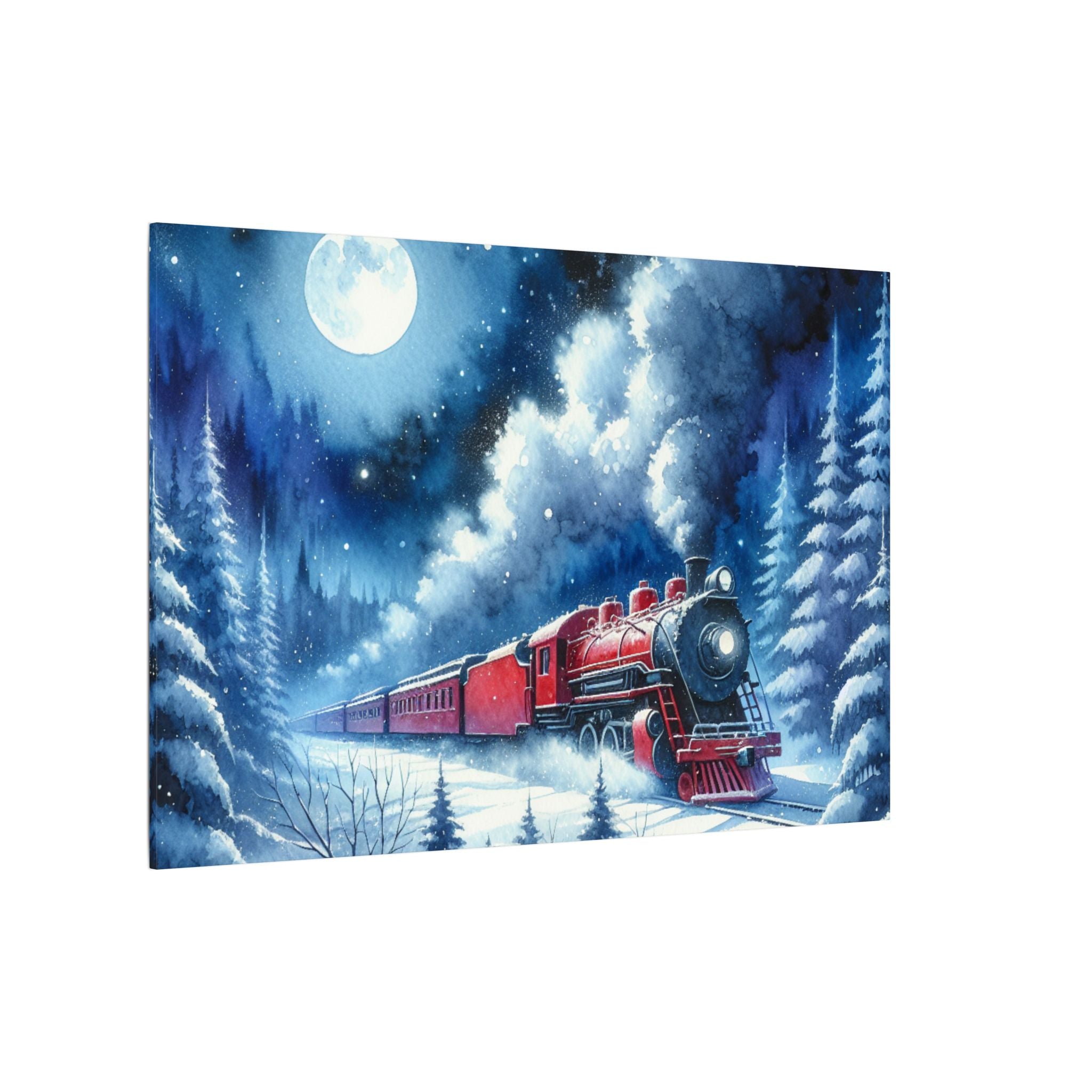 Holiday Night Train in the Snow Canvas
