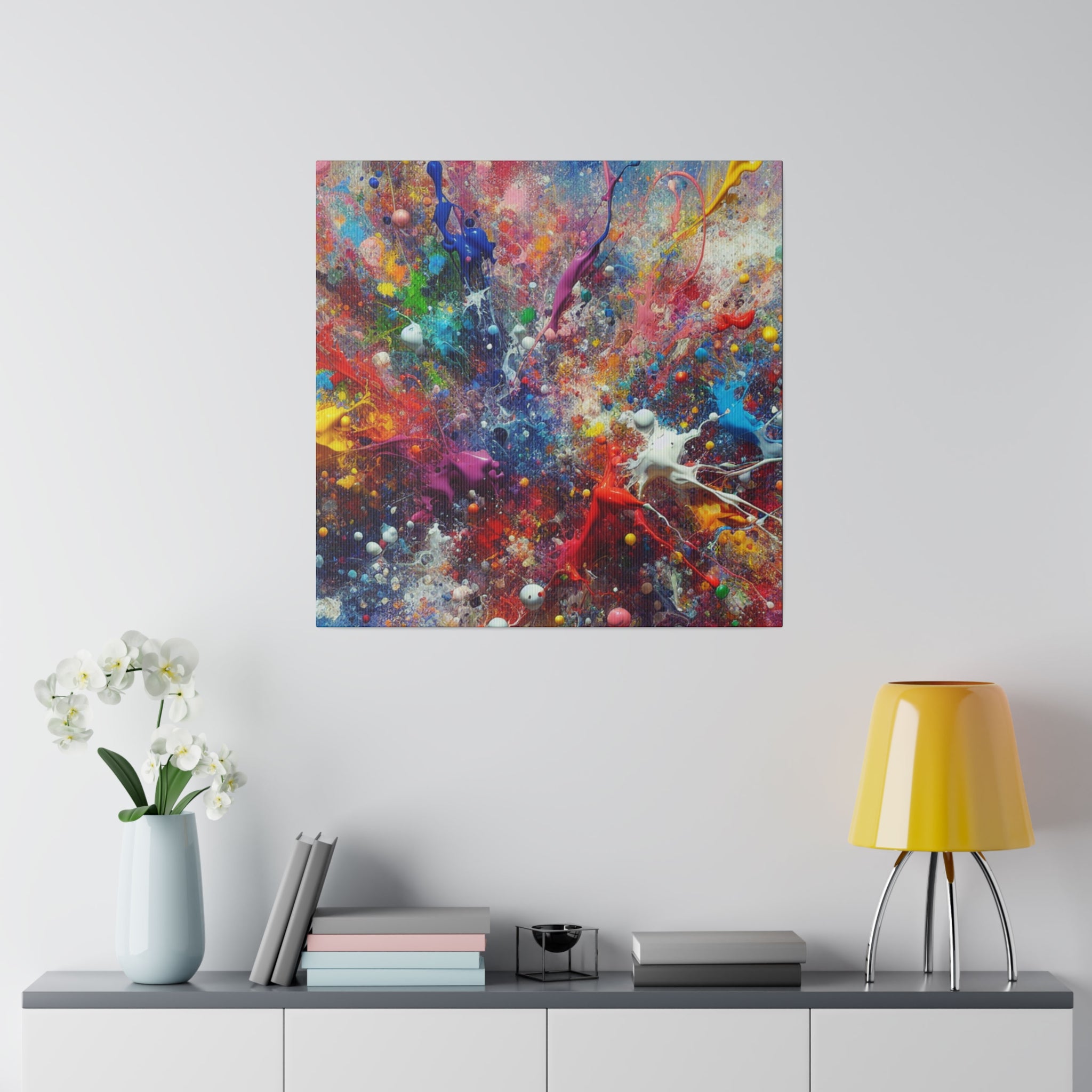 Splatter Art | Rainbow Splash Wall Art | Abstract Painting Canvas