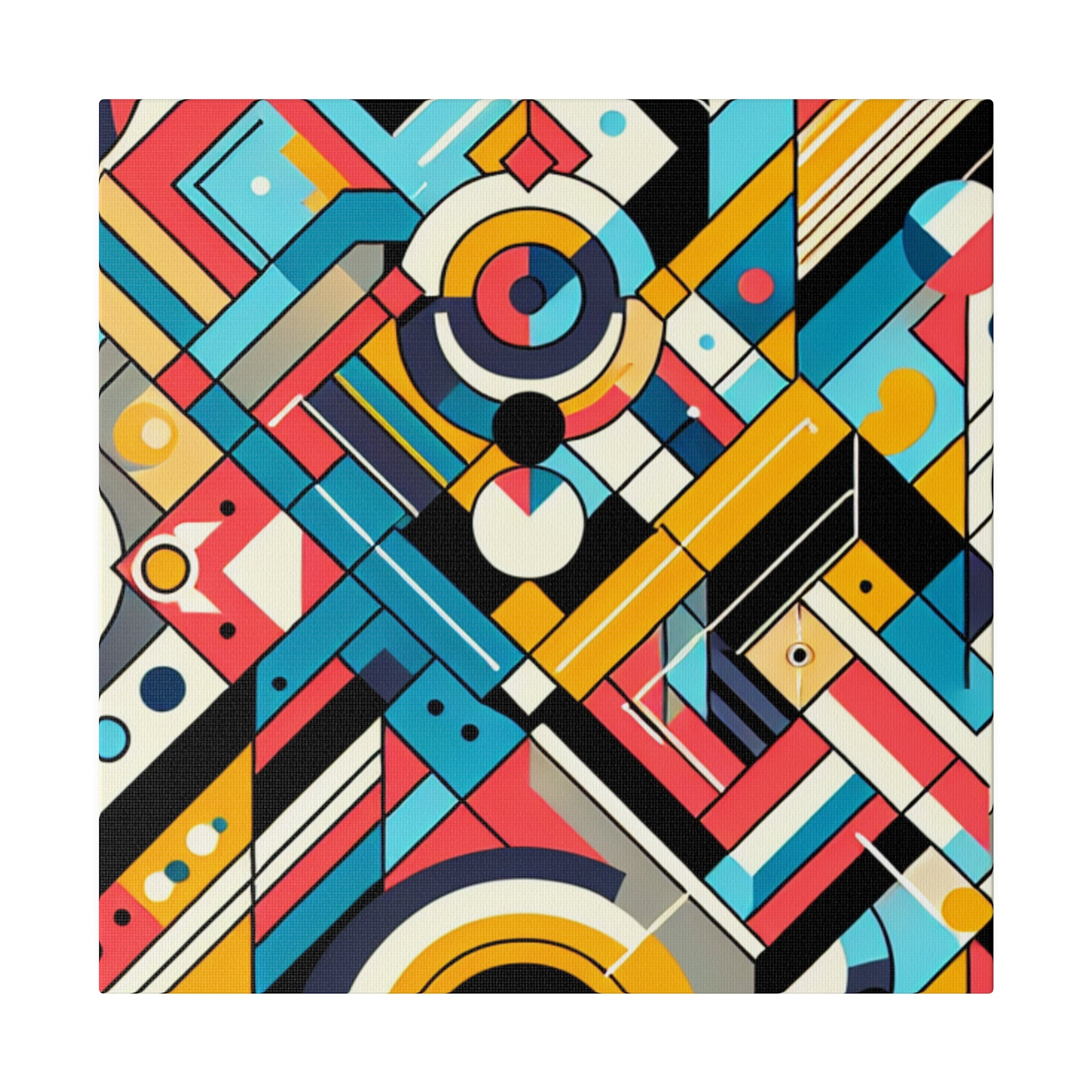 Brash Angles in Exuberant Abstraction Geometric Painting Canvas