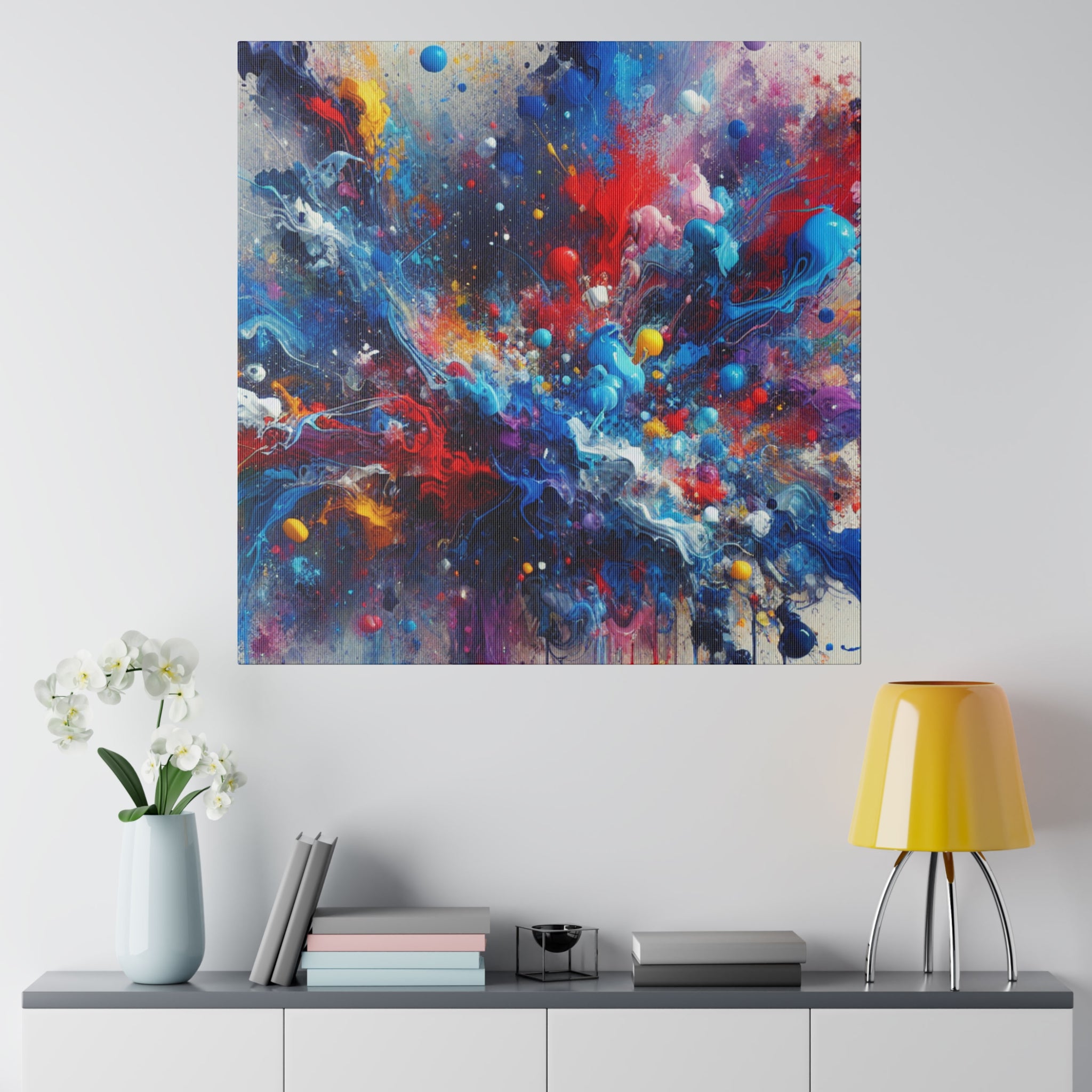 Abstract Expressionist Multicolor Splatter Wall Art Canvas