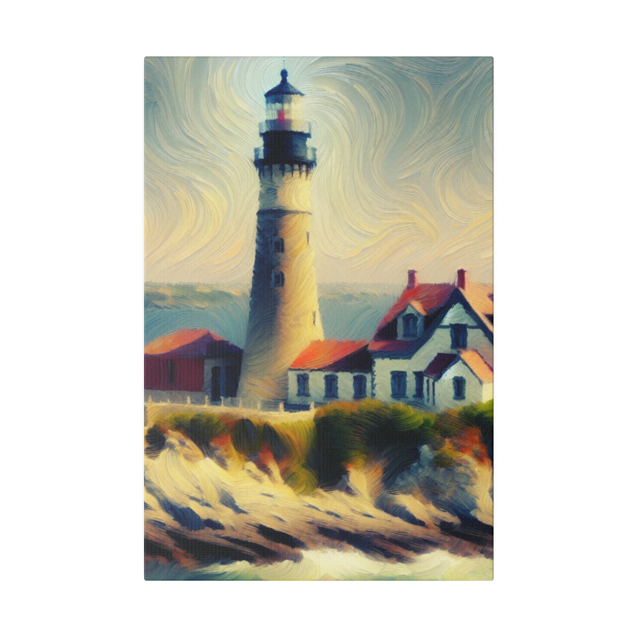 Impressionist Beacon Coastal Wall Art Lighthouse Painting Canvas