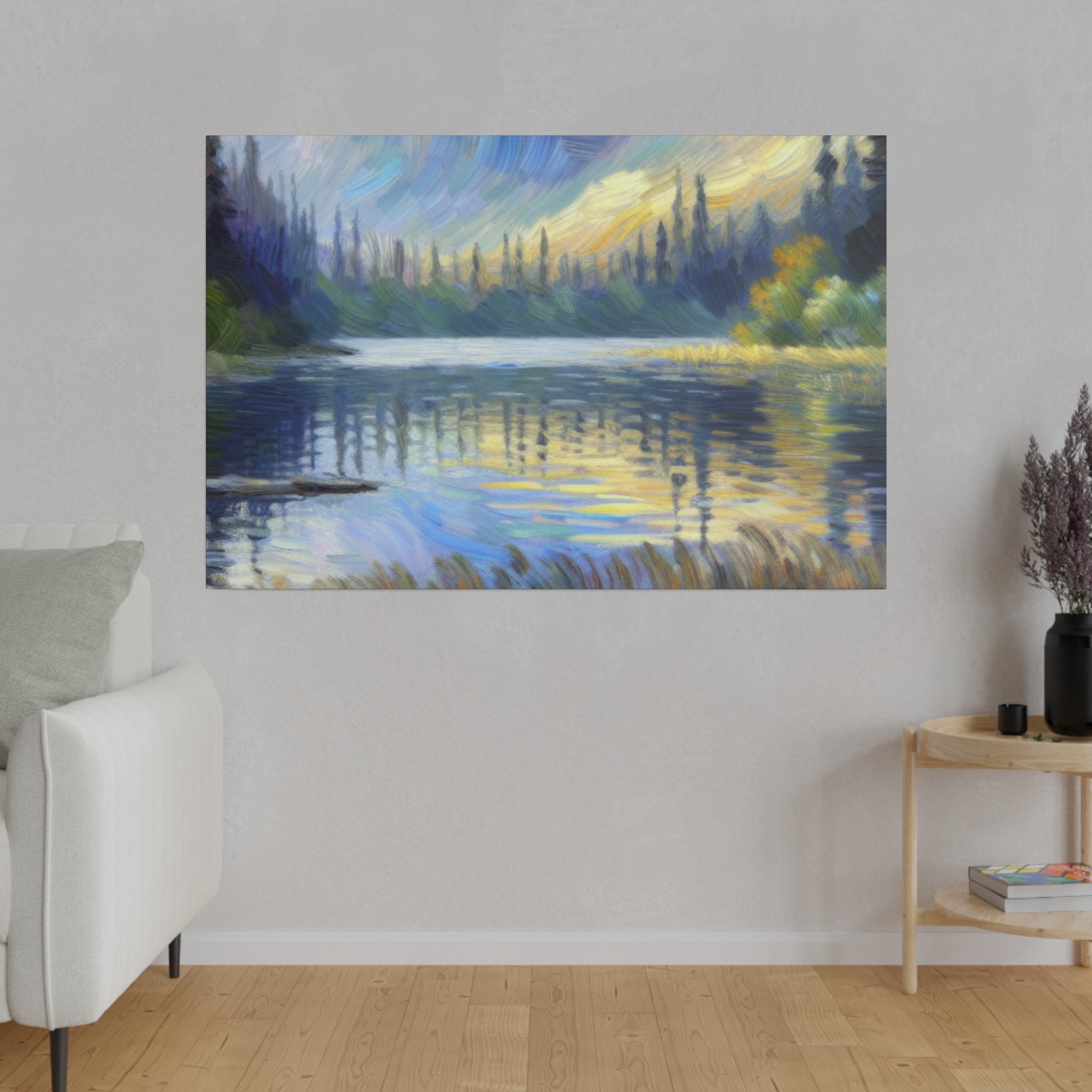 Aqua Serenity Canvas Lake Painting Canvas