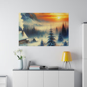 Winter's Sunset Veil Snowscape Winter Painting Canvas