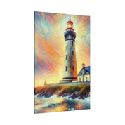 Luminous Beacon Coastal Wall Art Lighthouse Painting Canvas