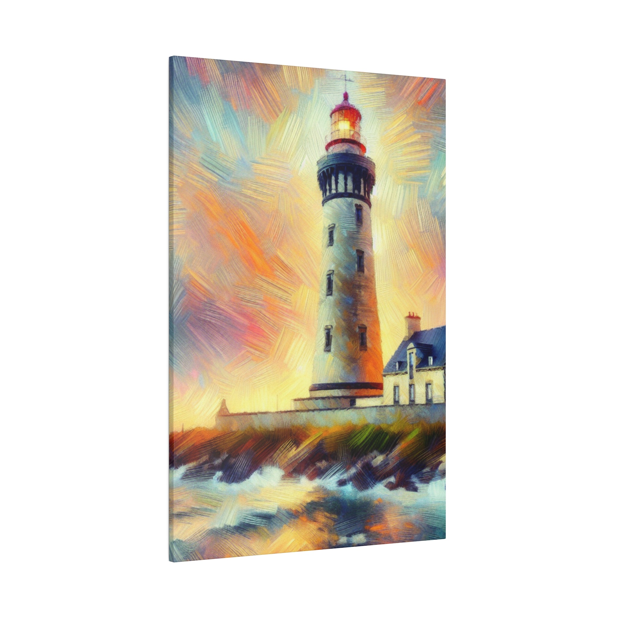 Luminous Beacon Coastal Wall Art Lighthouse Painting Canvas