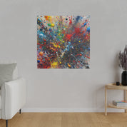 Multicolor Splatter Blue Red Yellow Green Abstract Painting Canvas