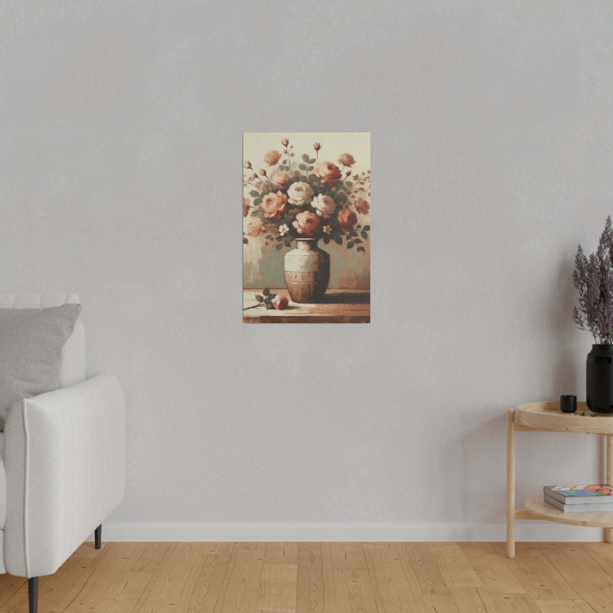 Blossom Pastels Roses Flowers In Vase Painting Canvas