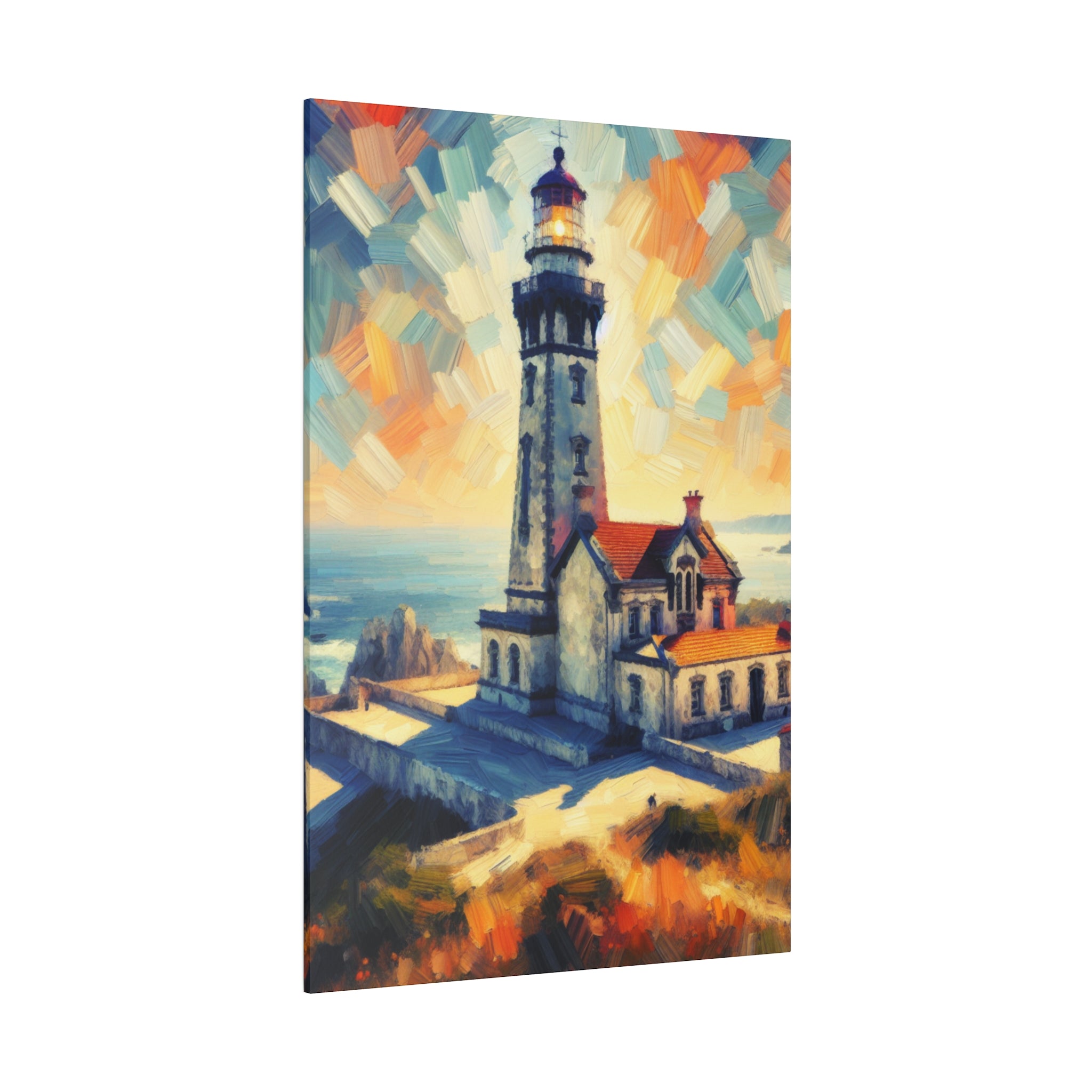 Luminous Beacon Of Light Coastal Wall Art Lighthouse Painting Canvas