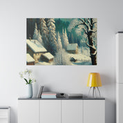 Frost-Kissed A Vintage Snowscape Impression Winter Painting Canvas